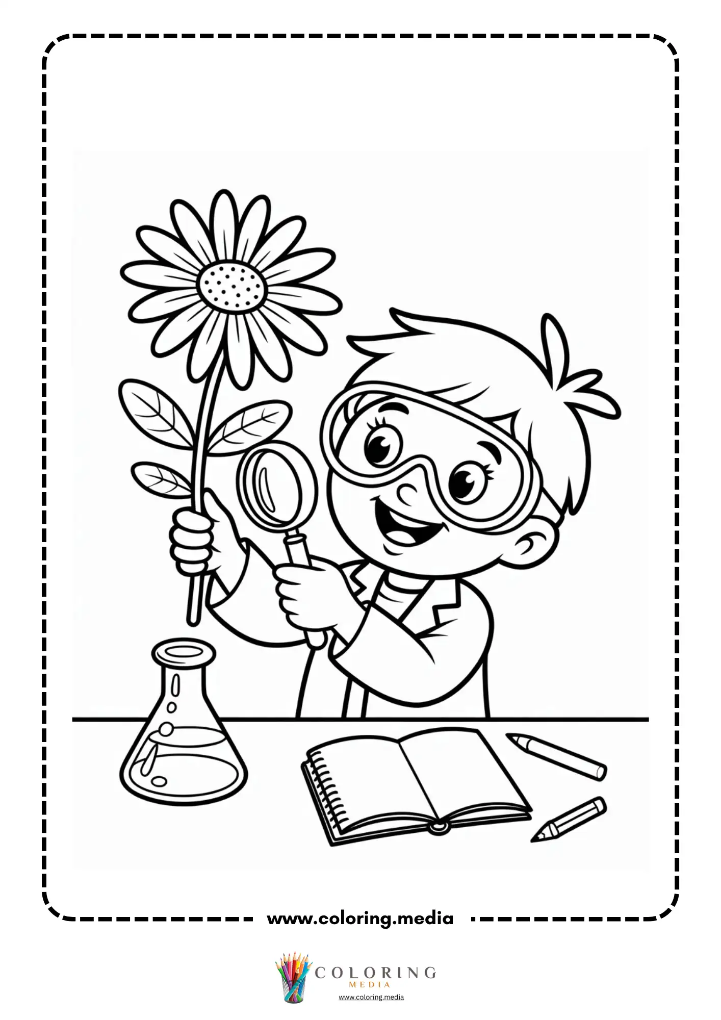 Young botanist examining a flower