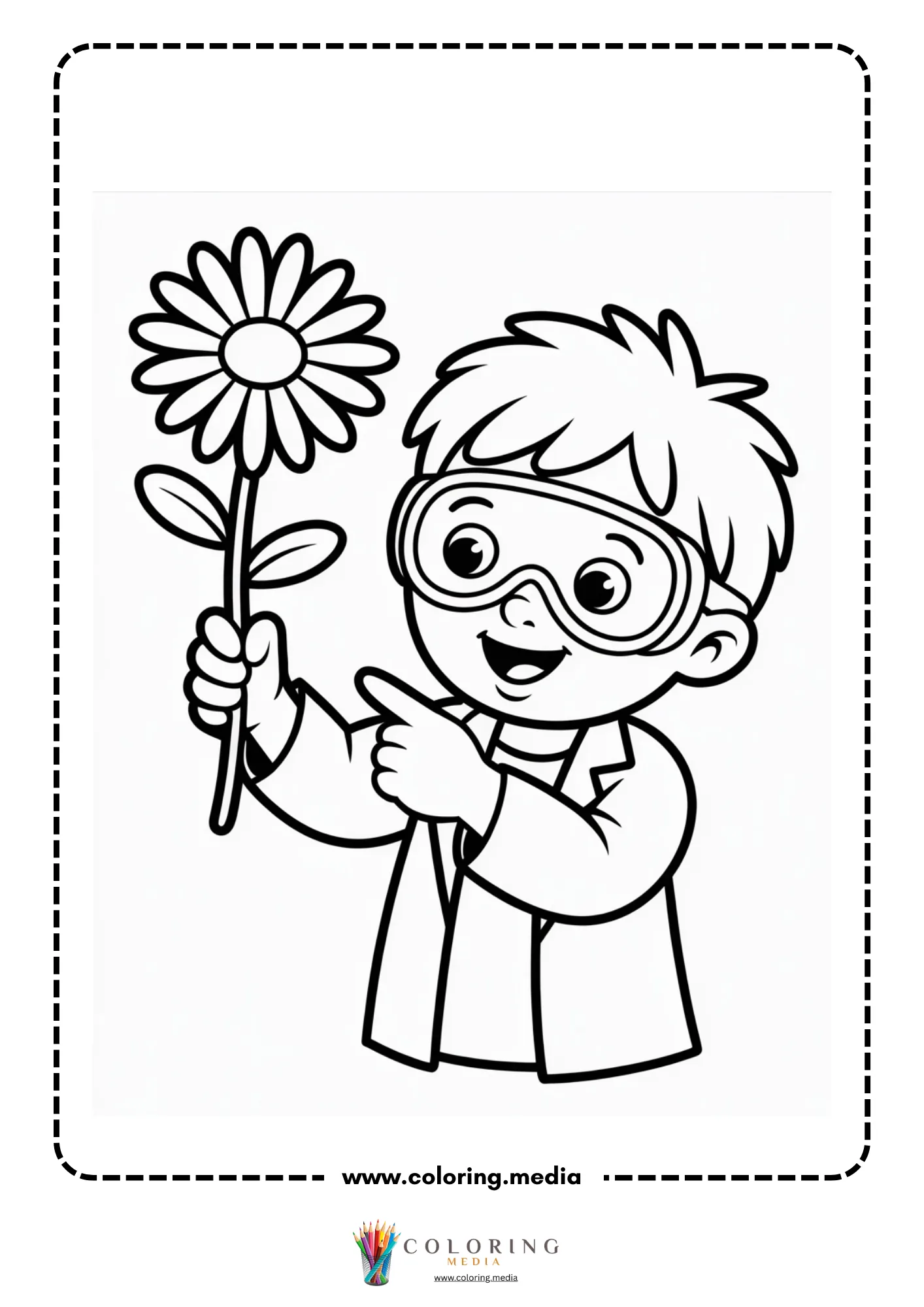 Child scientist holding a flower