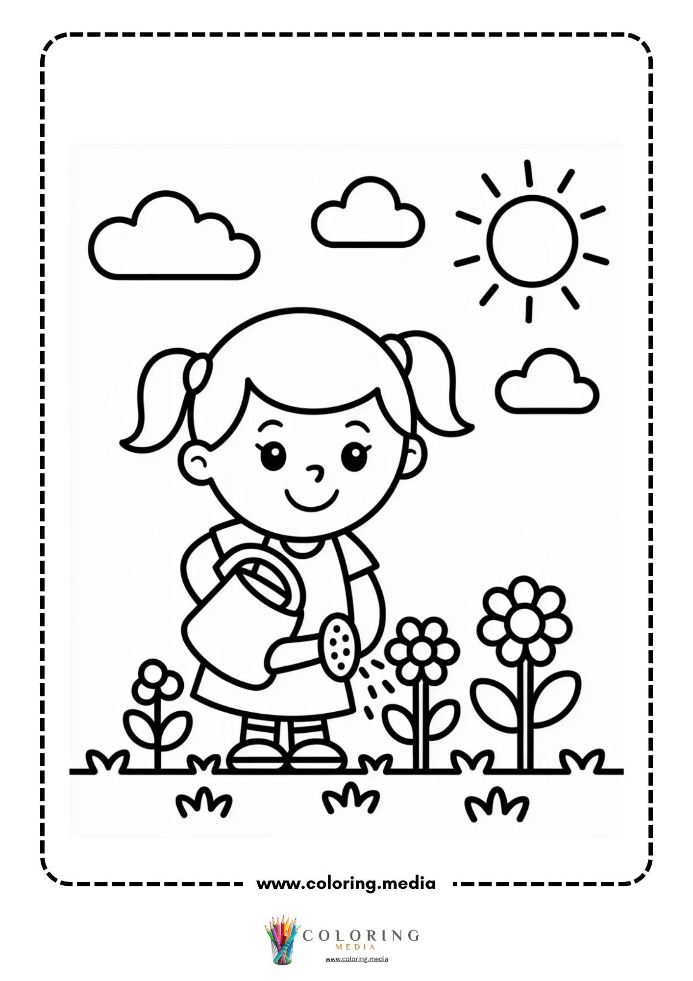 Boy crouching with flower and leaves