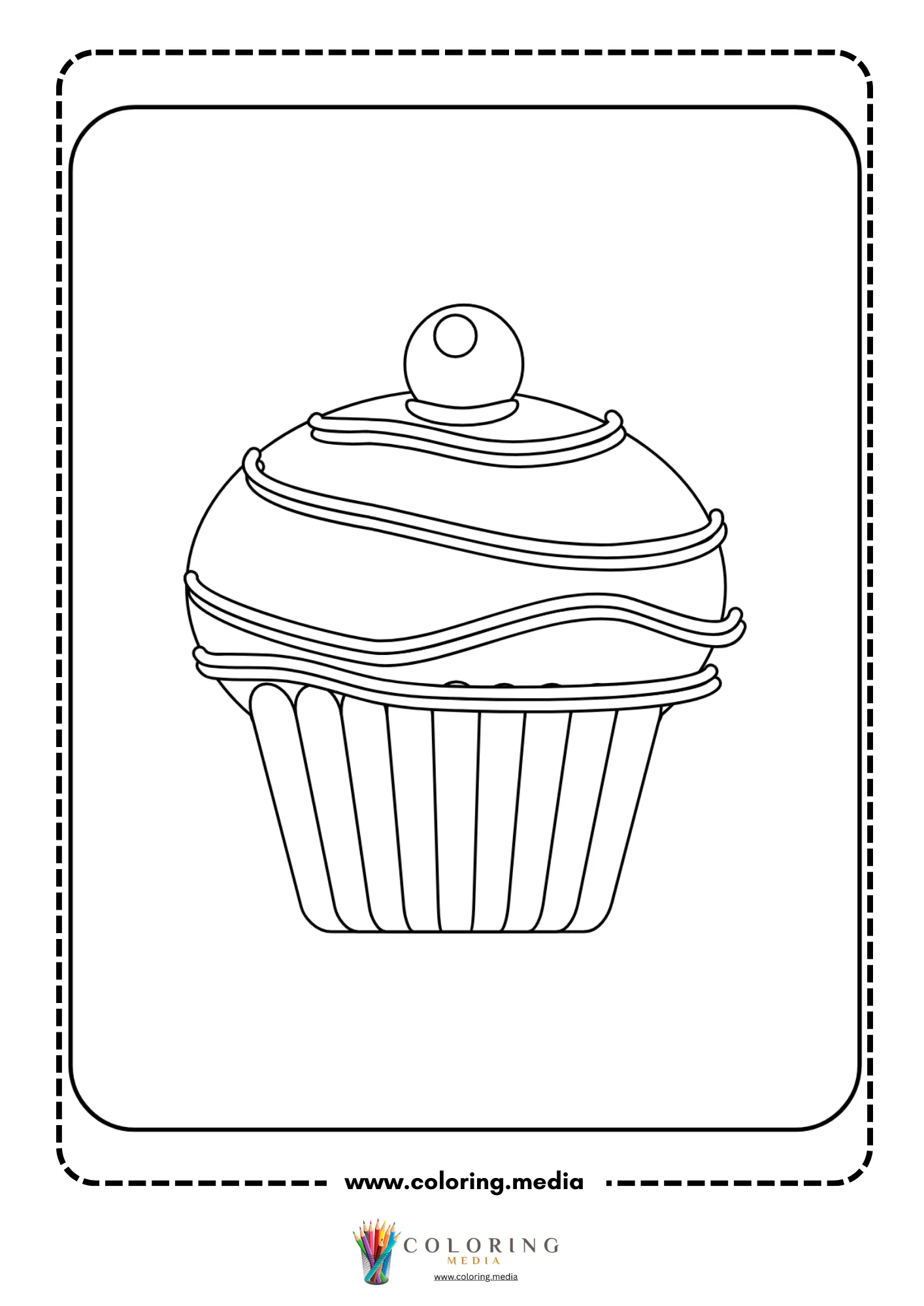Cupcake with cherries and icing