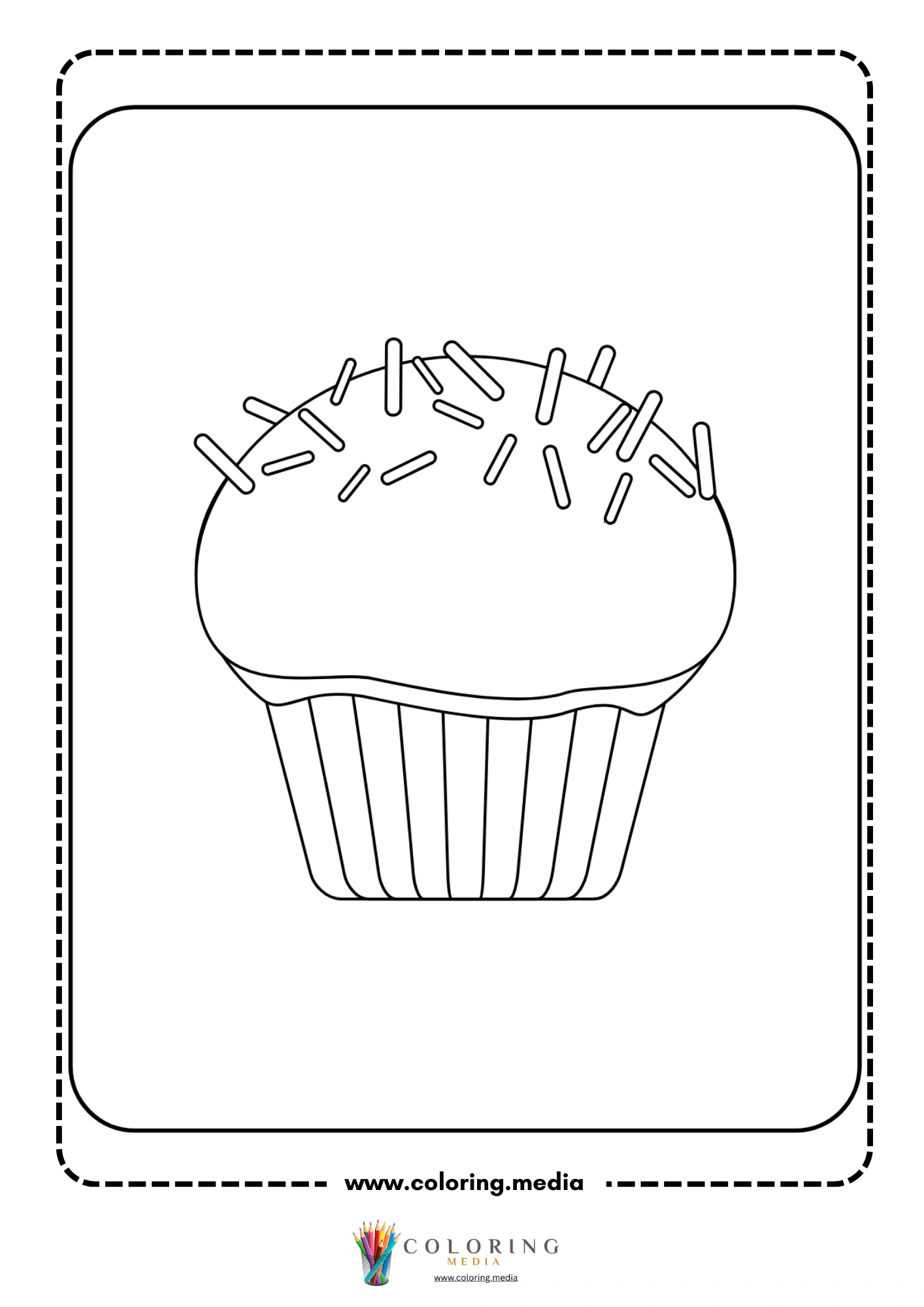 Cupcake with round candy sprinkles