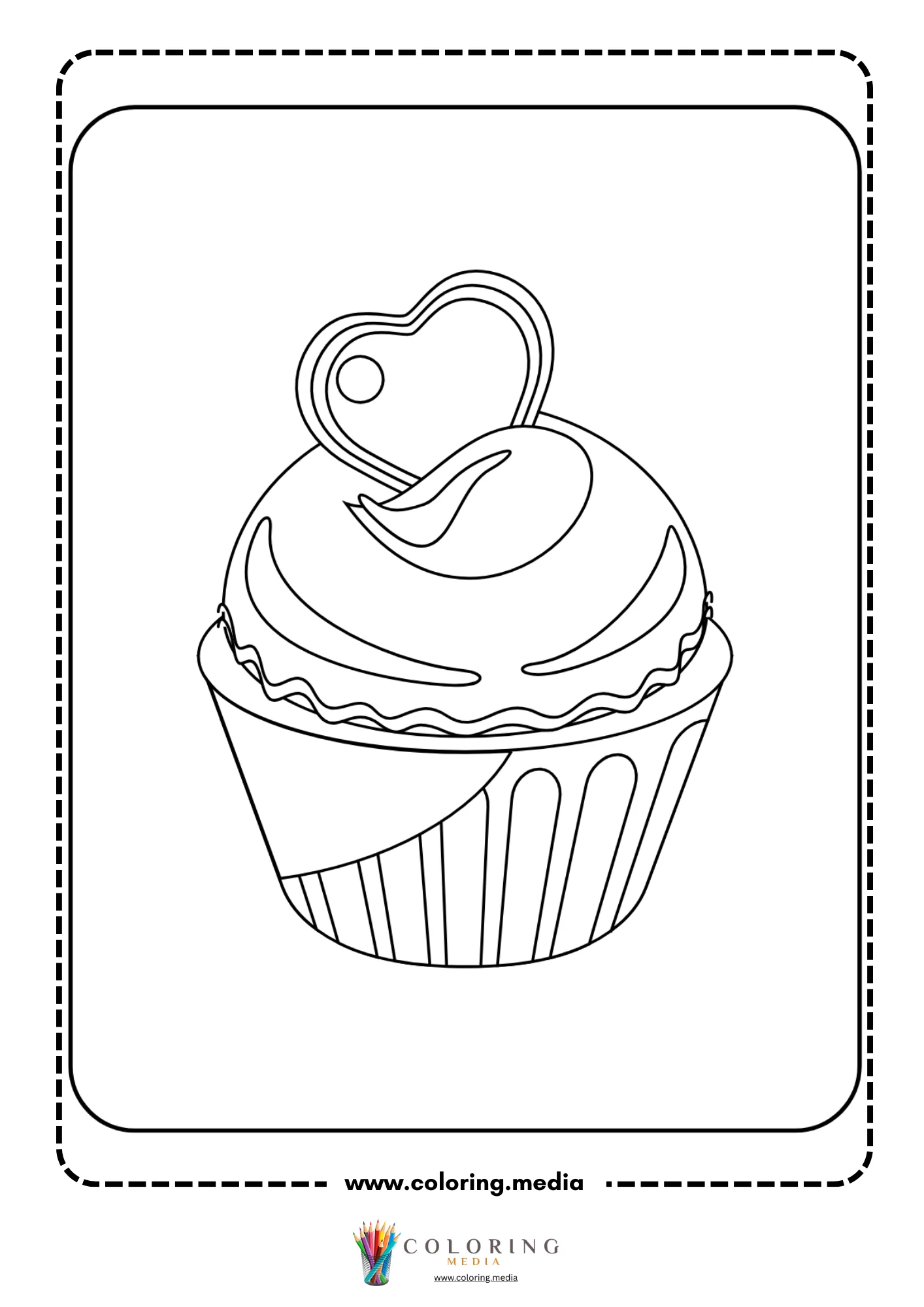 Cupcake with heart topper and icing