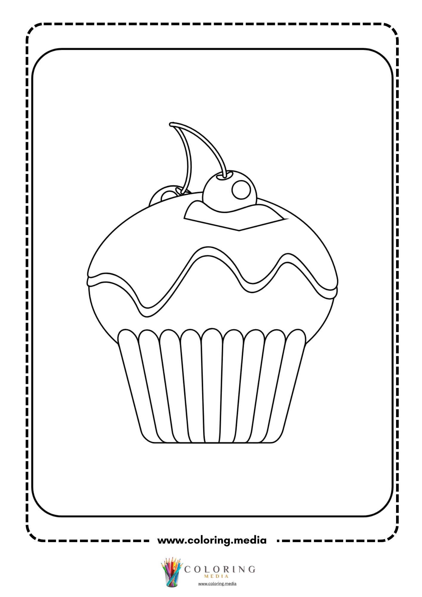 Cupcake with cherry and icing layers