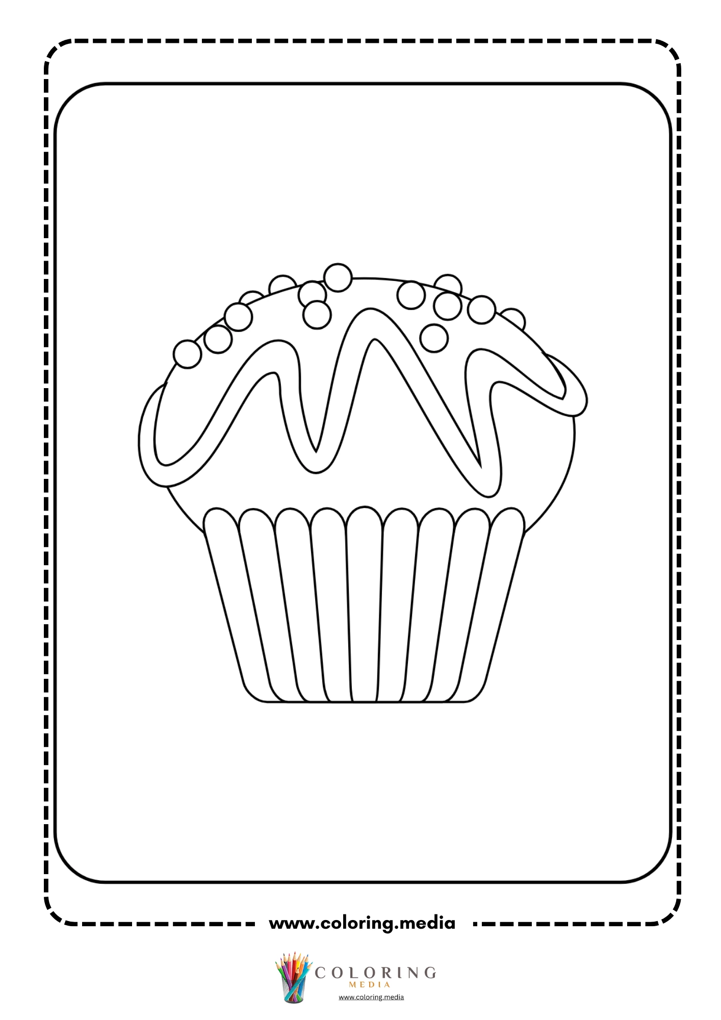 Cupcake with icing stripes and cherry