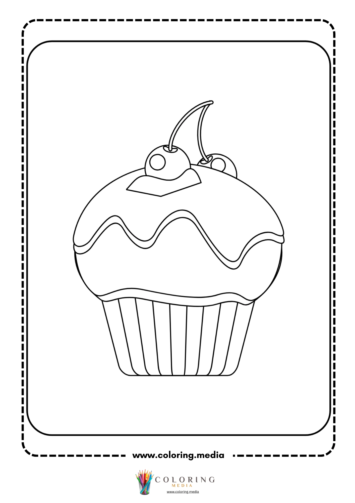 Cupcake with strawberry on frosting