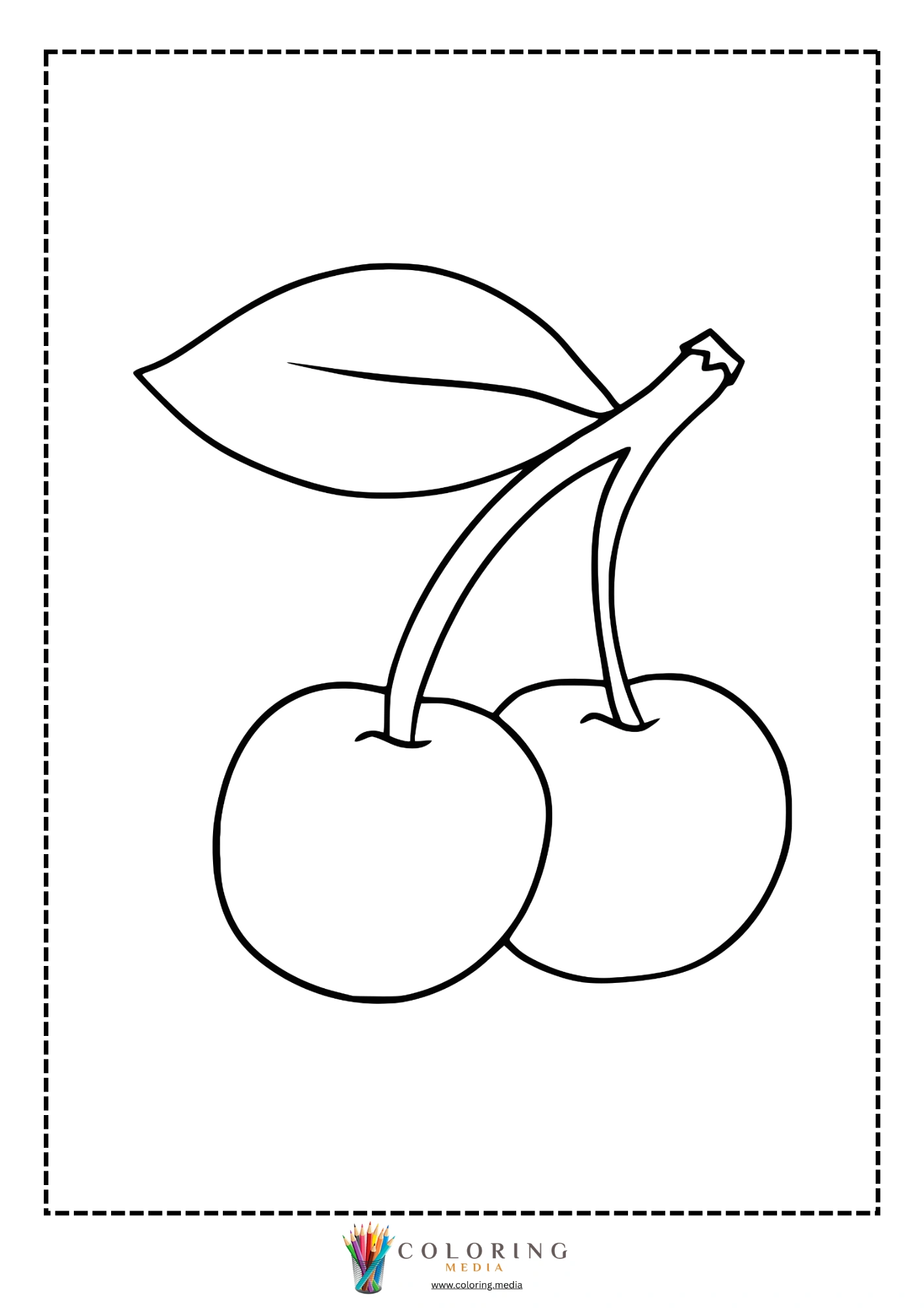 Cherries with leaf on stem