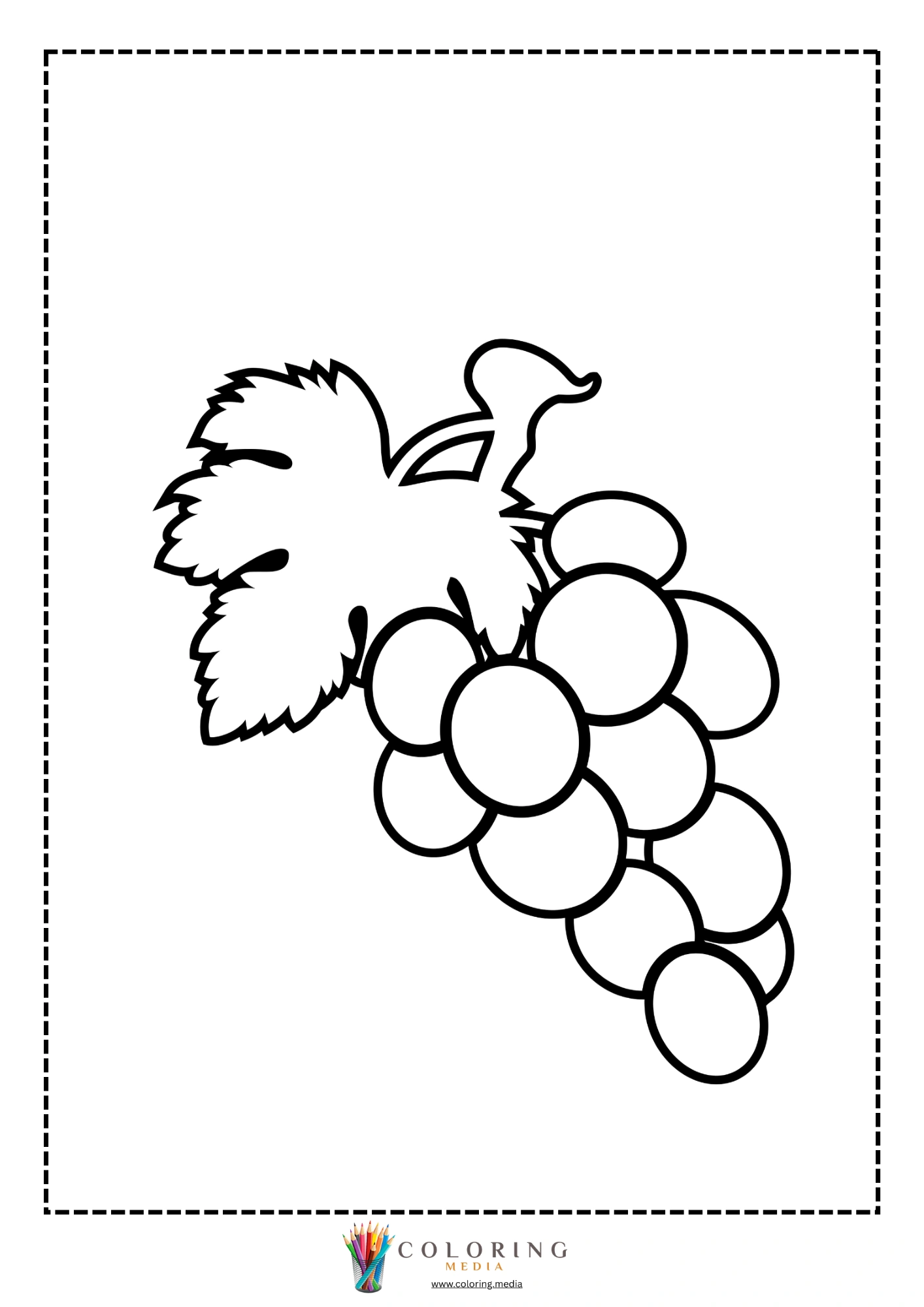 Grapes with vine leaf