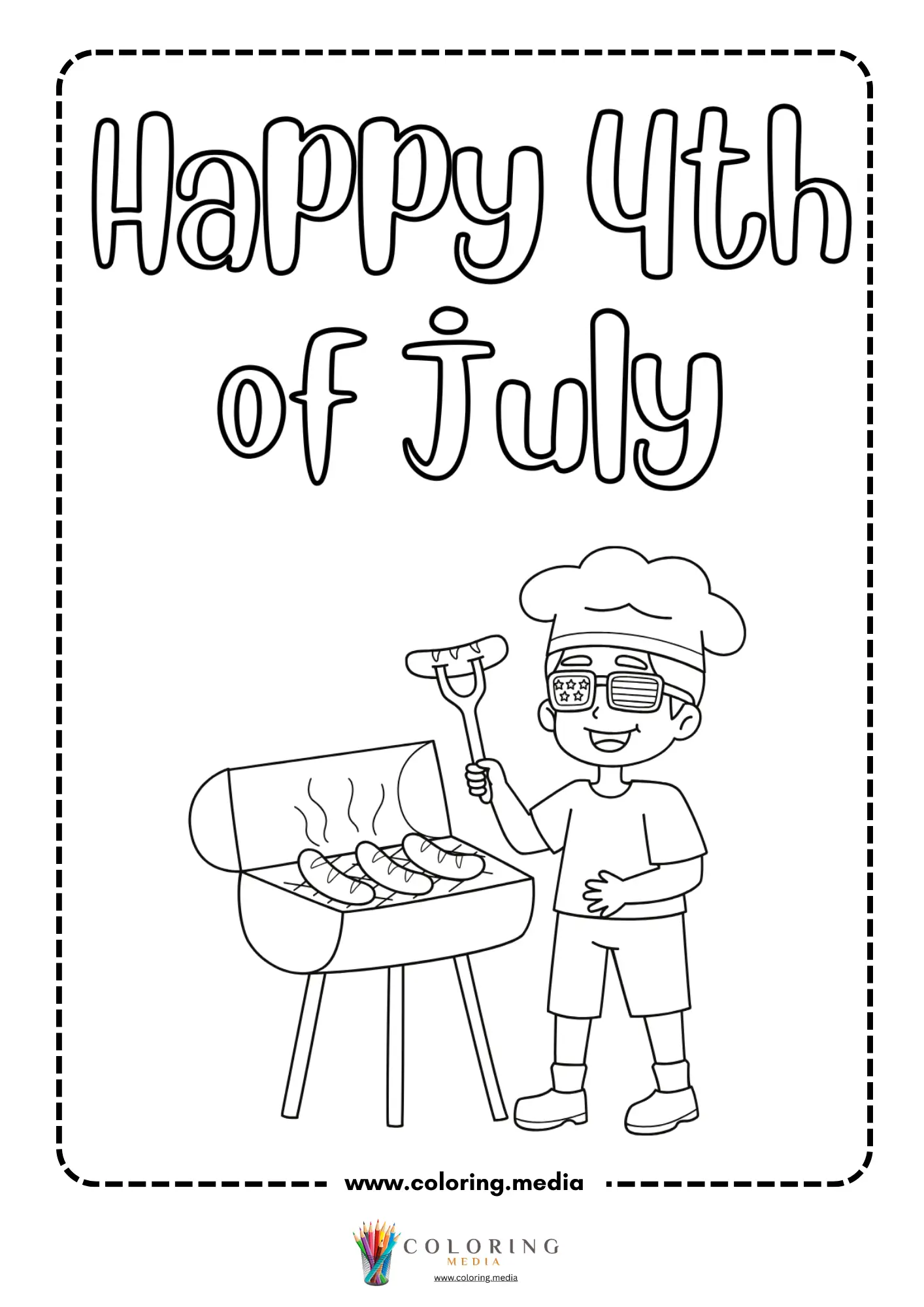 Boy grilling for Happy 4th of July