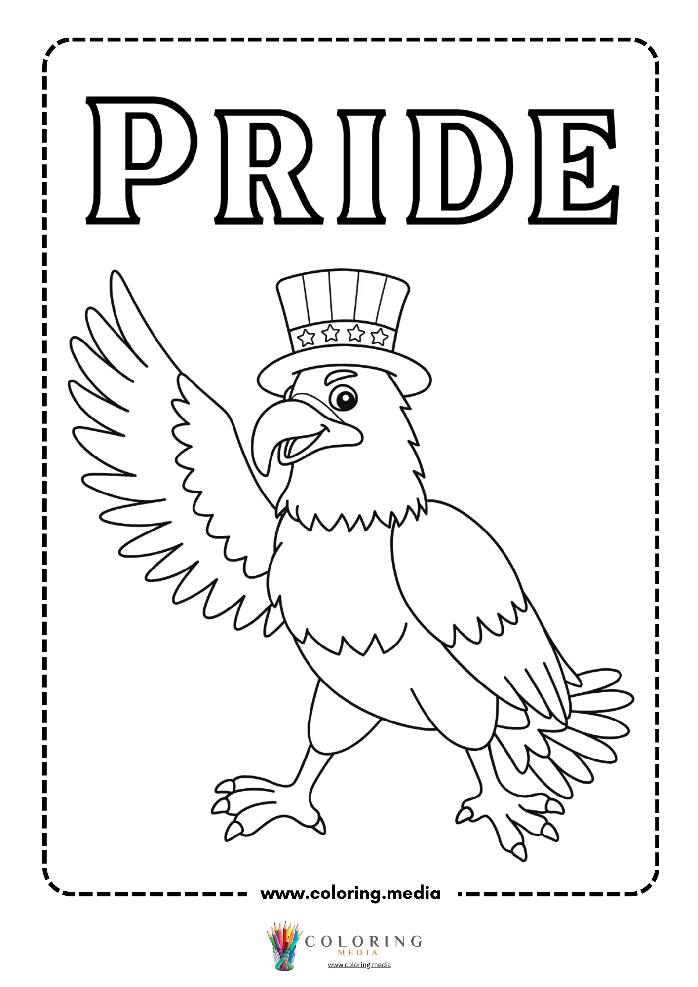 Patriotic eagle with Pride text