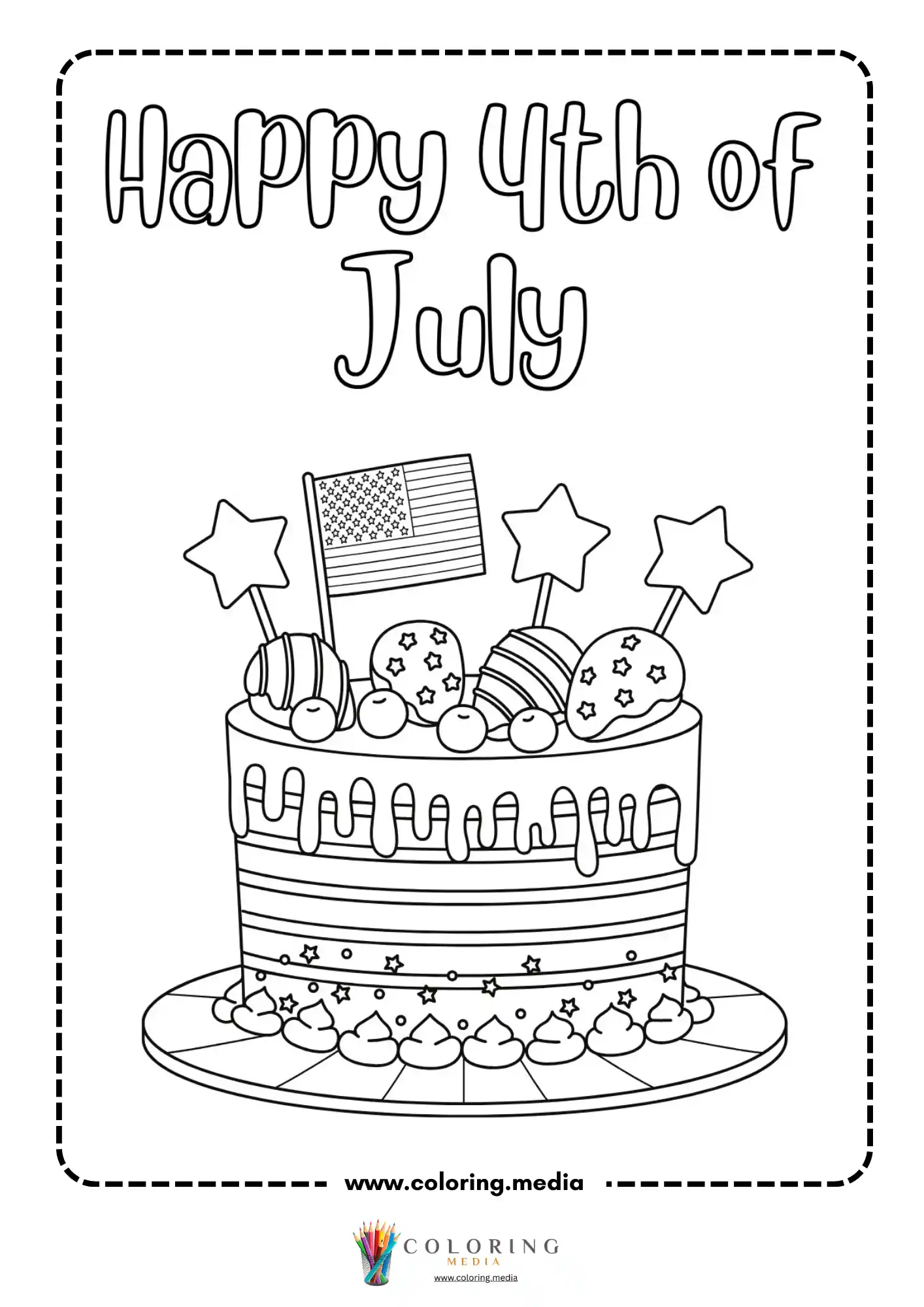Patriotic cake with flag toppers