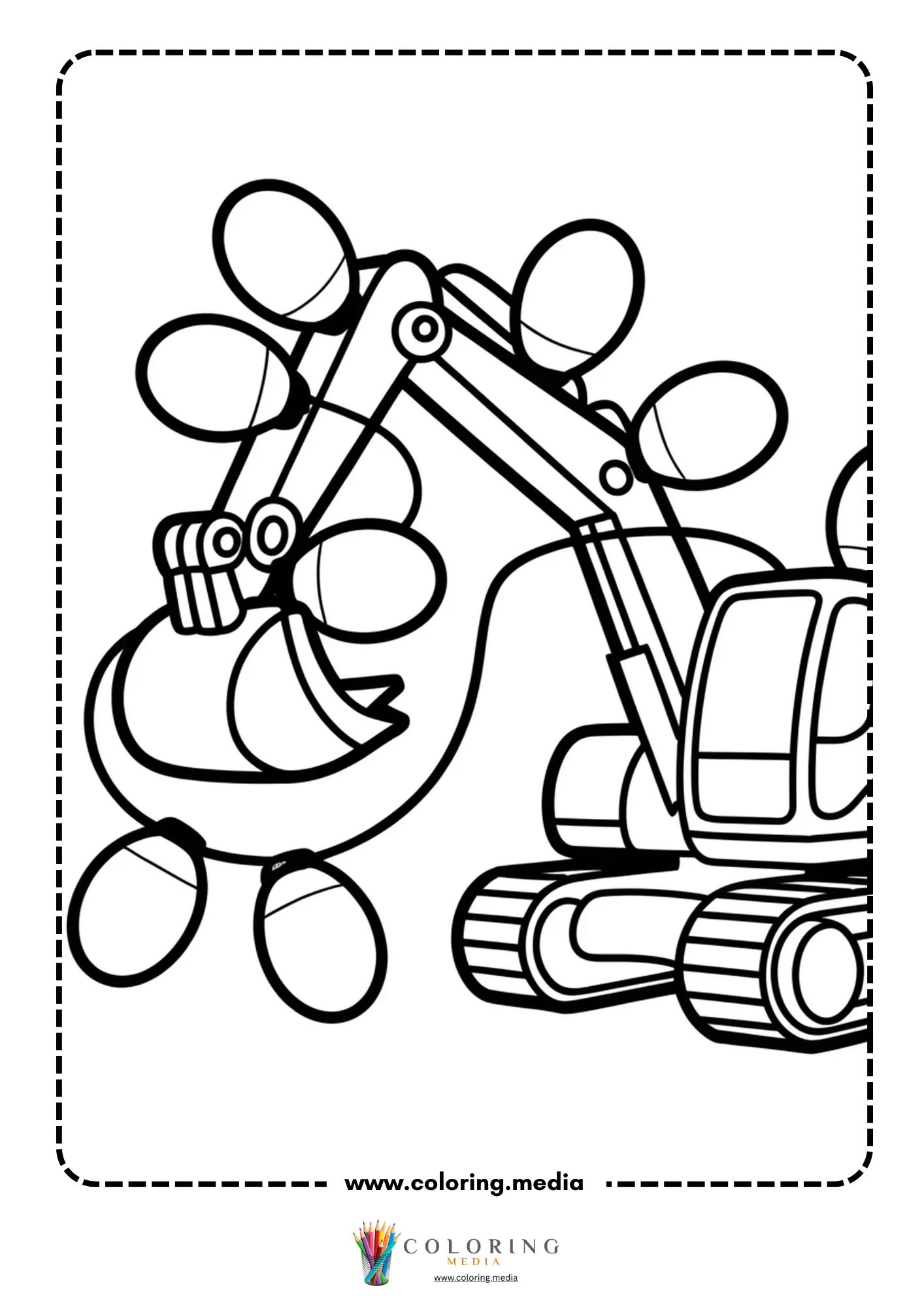 Excavator holding Santa sack and lights
