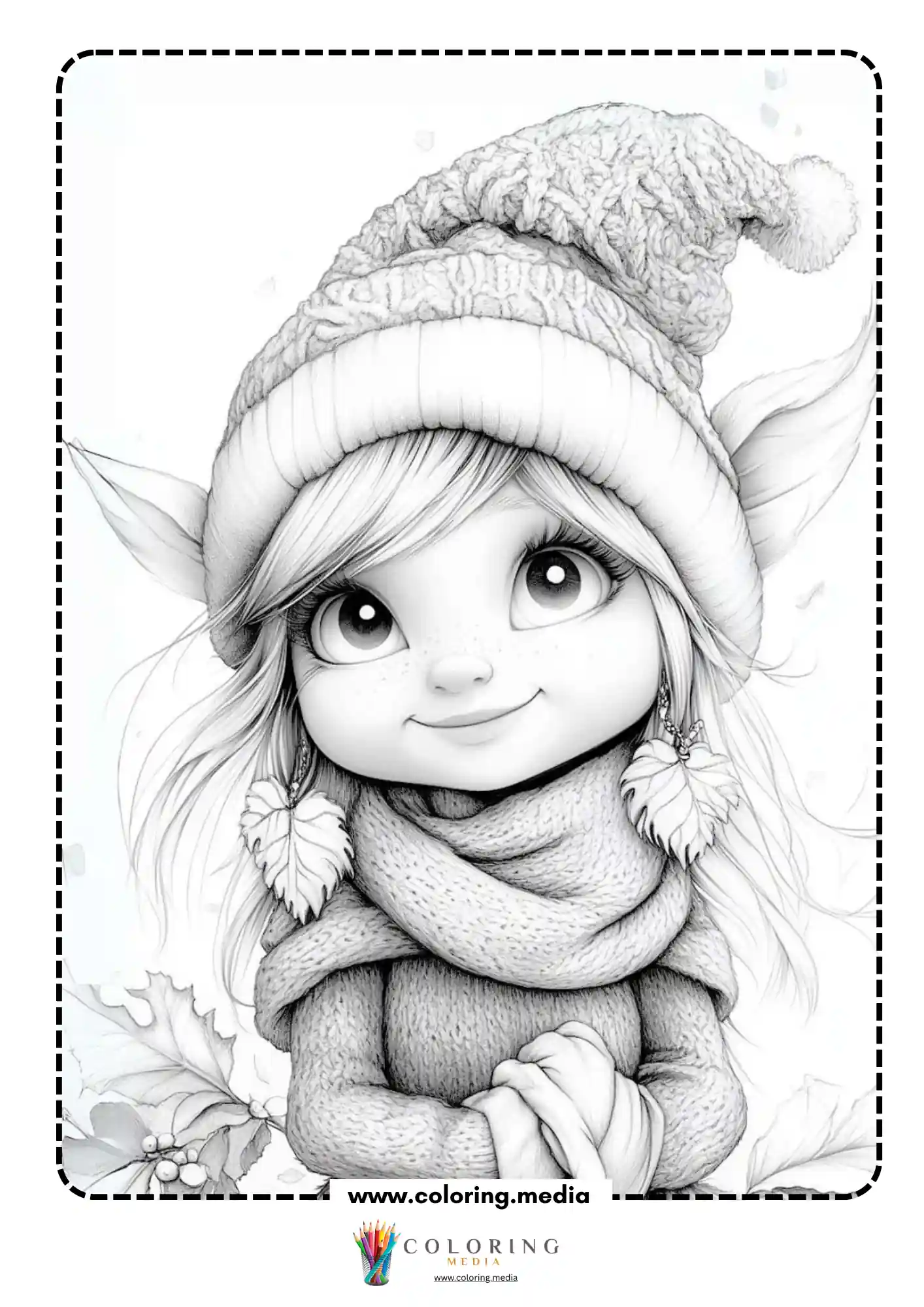 Kawaii Christmas elf with knit hat