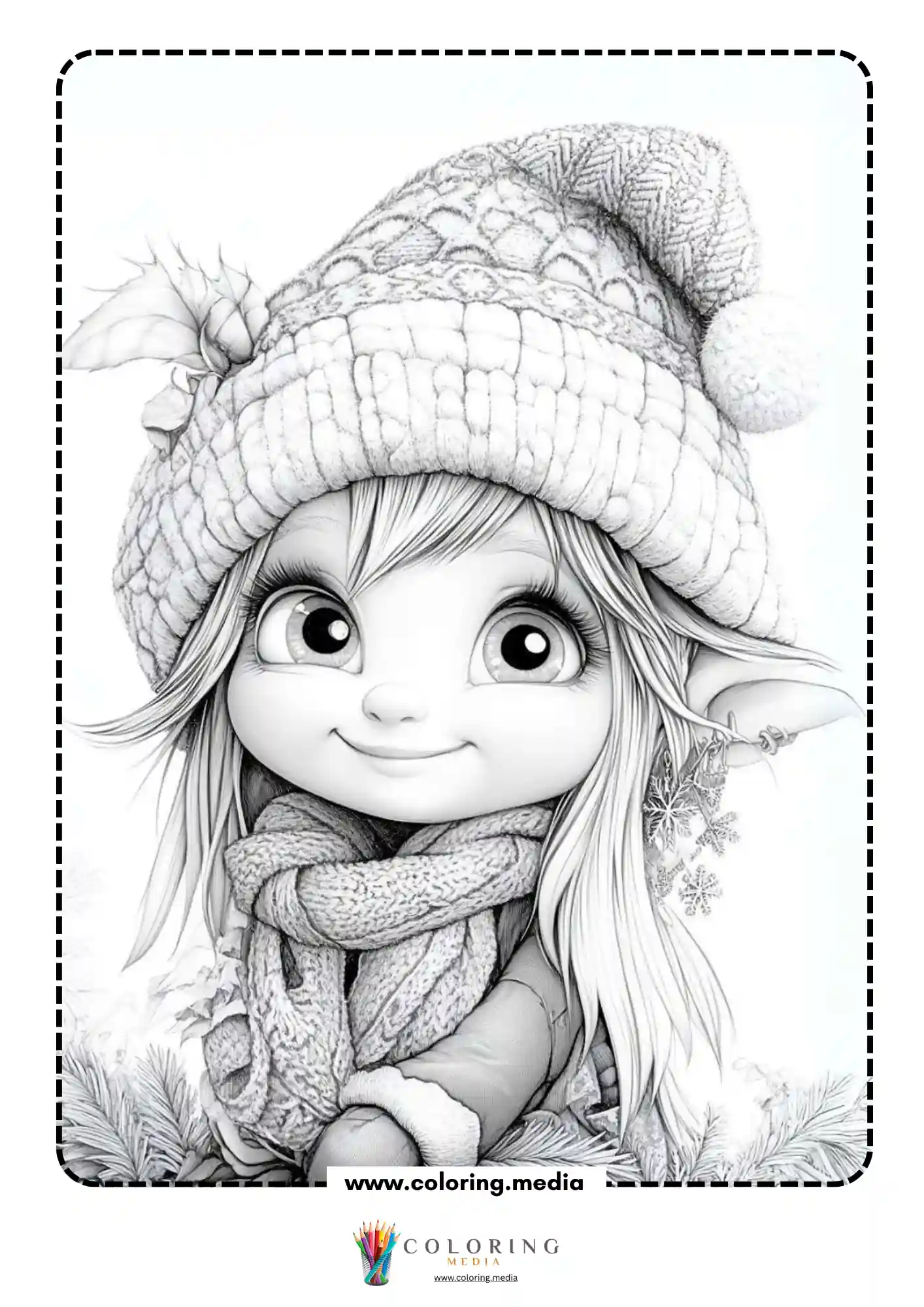 Elf girl with pom pom hat
