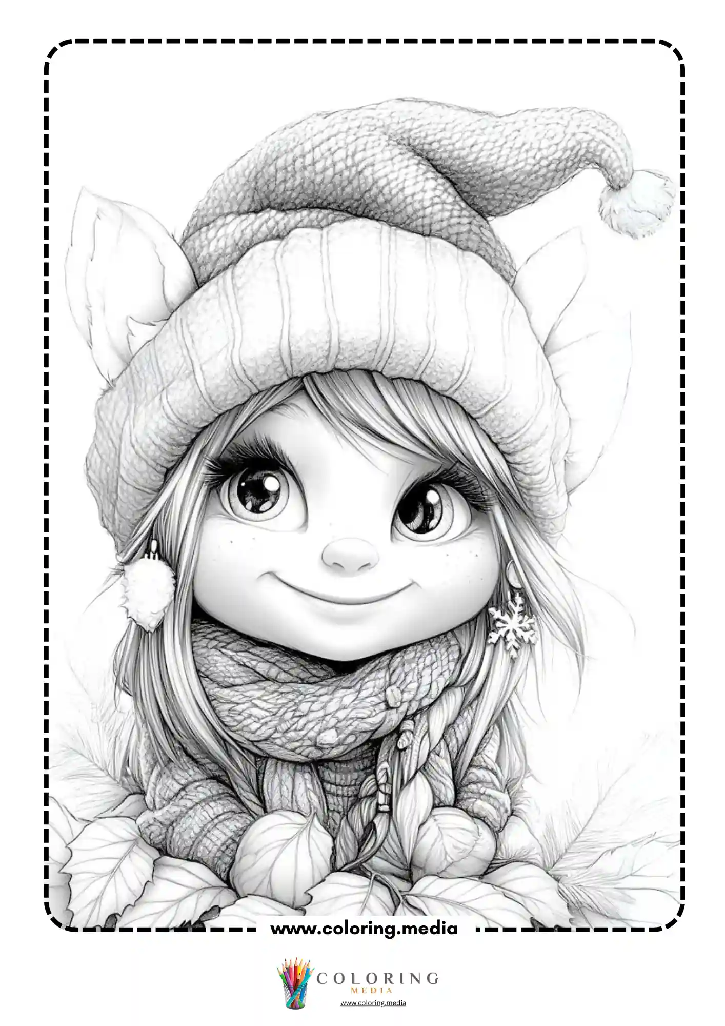 Elf with braided pigtails and scarf