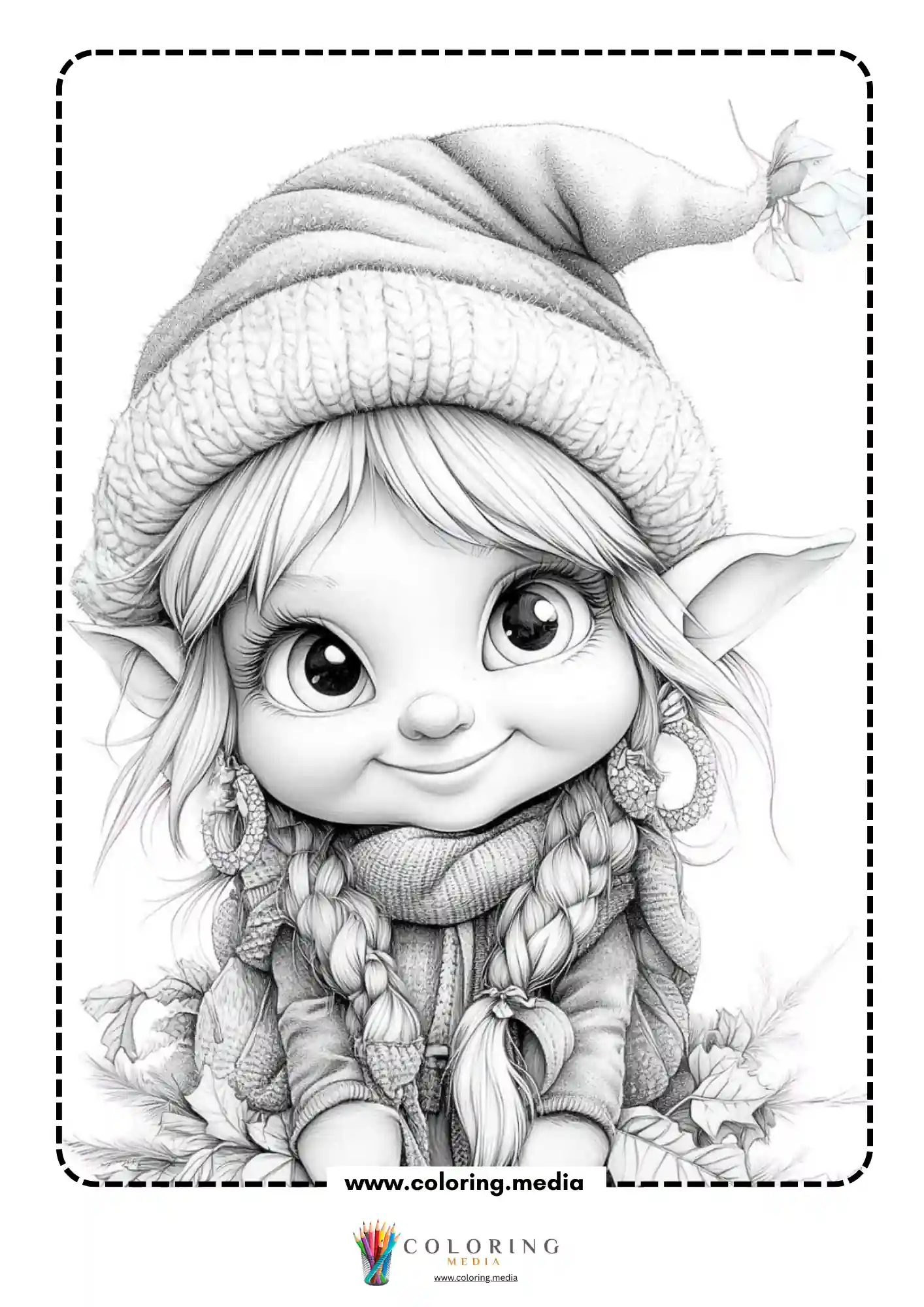 Elf holding scarf with bright eyes