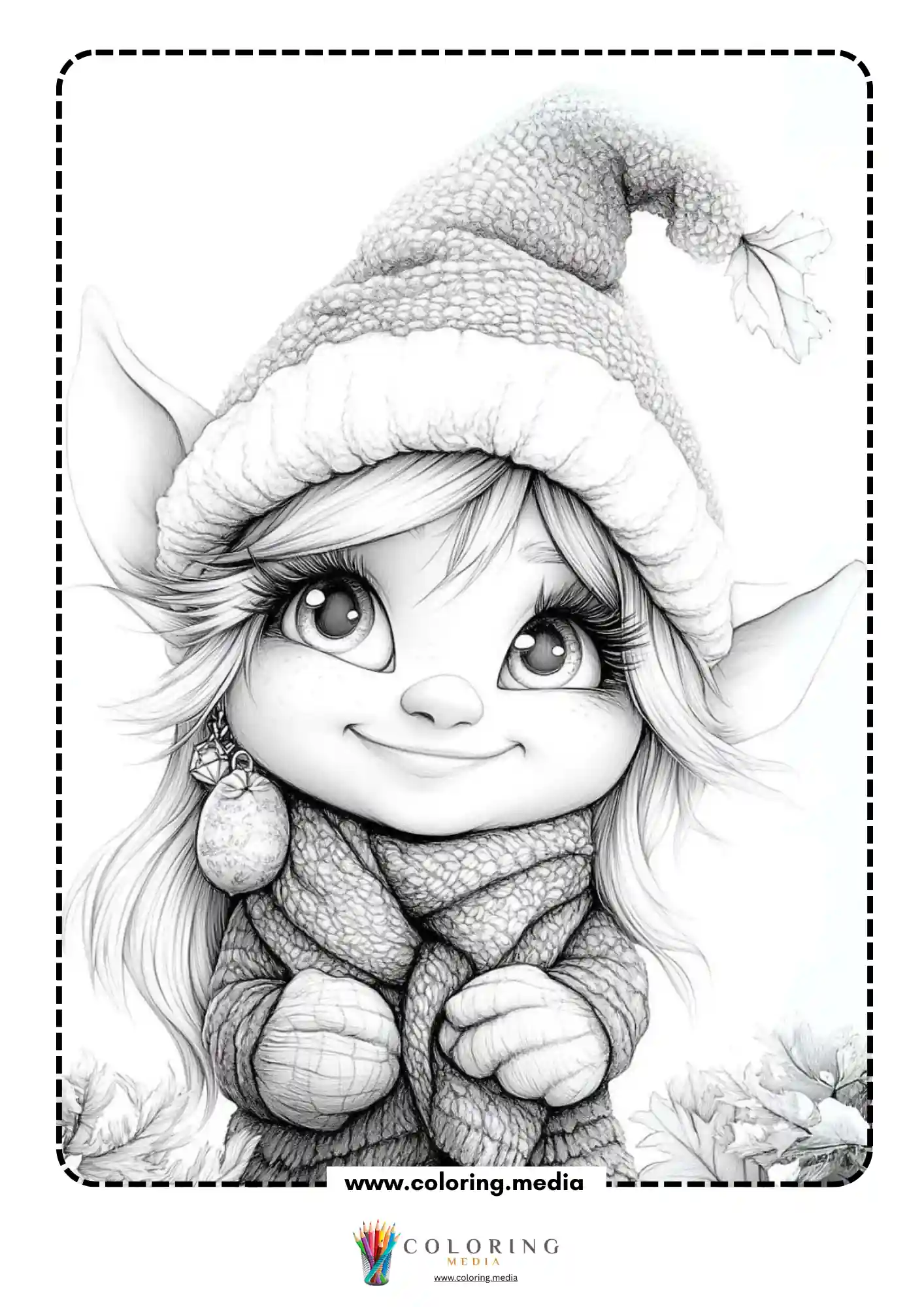 Cute elf with winter scarf