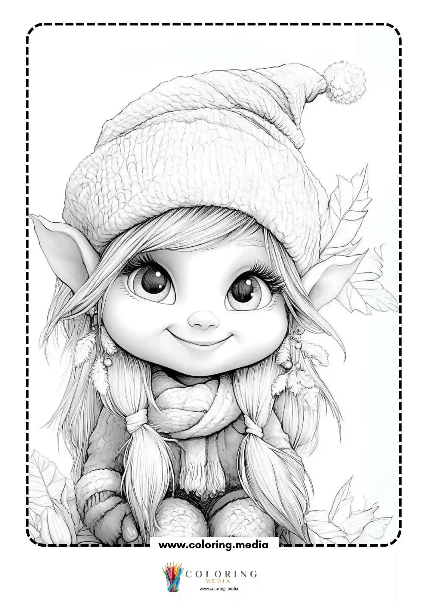 Elf with pigtails and winter hat
