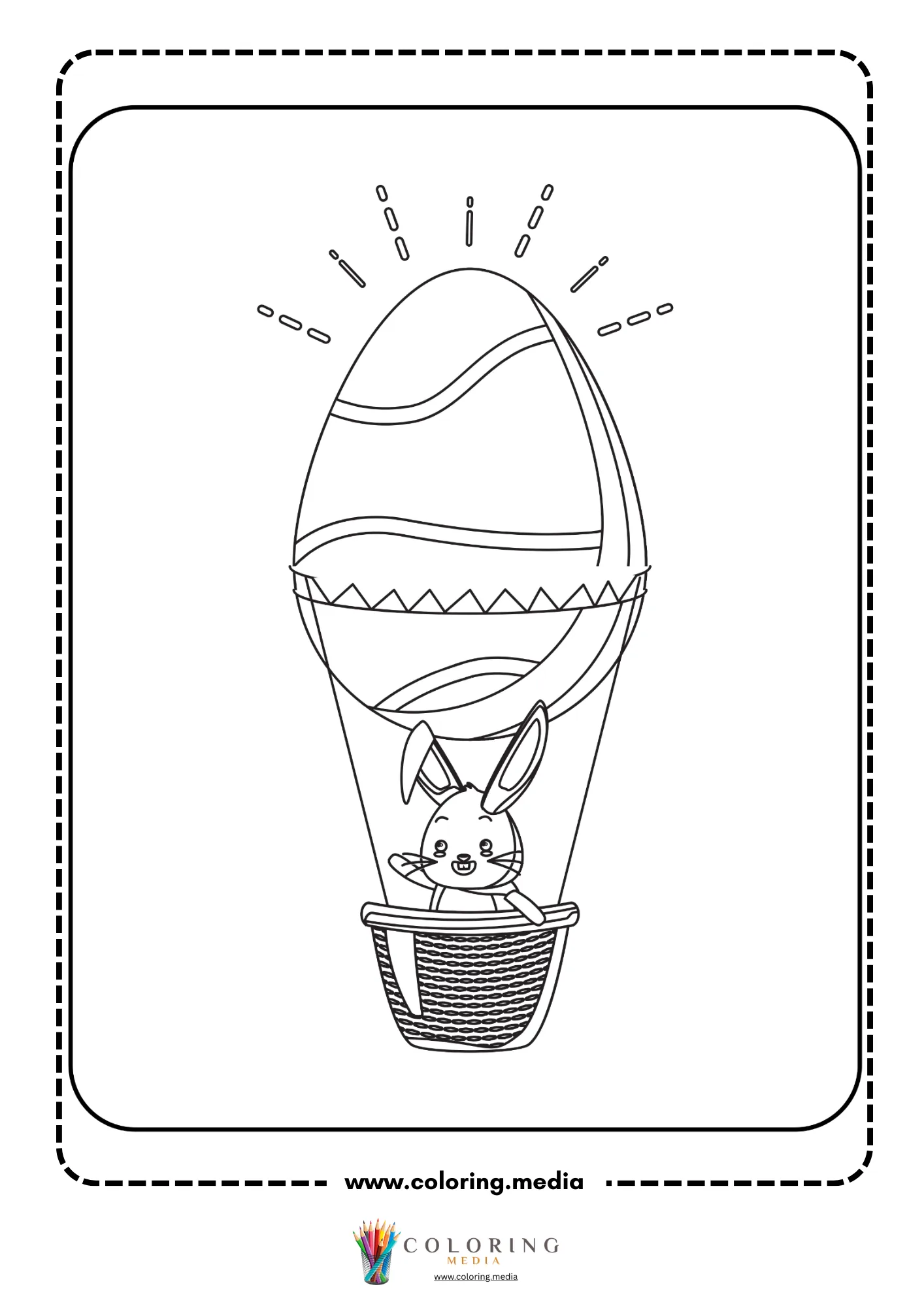 Easter bunny riding hot air balloon