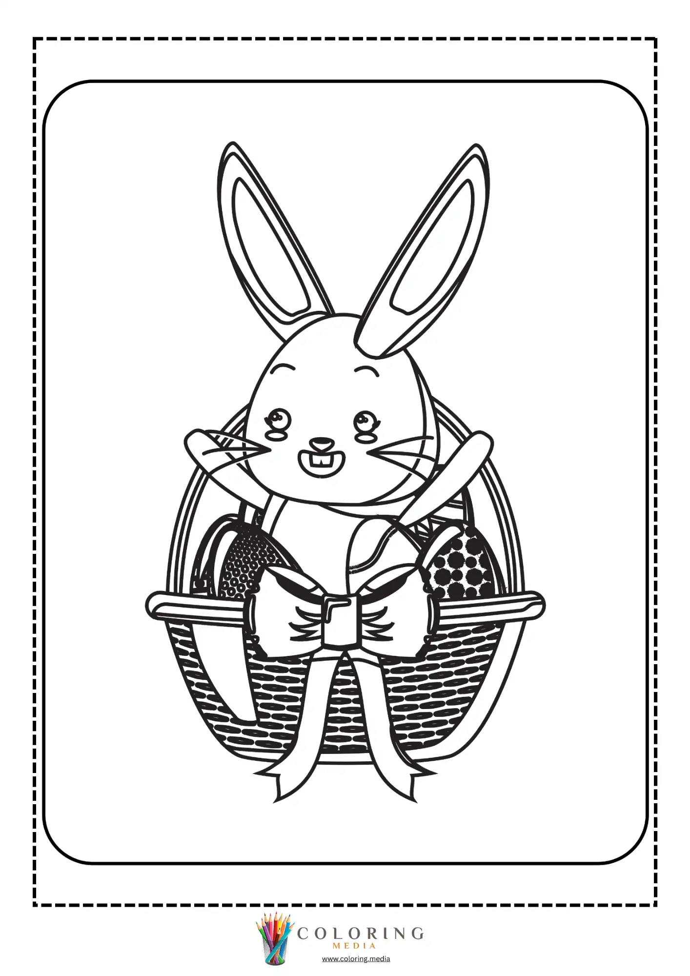 Easter bunny inside egg basket