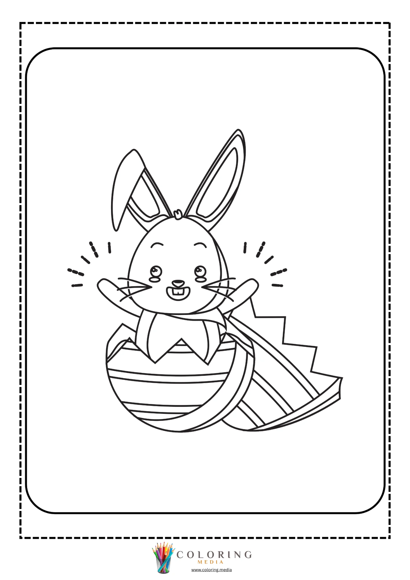 Bunny hatching from decorated egg