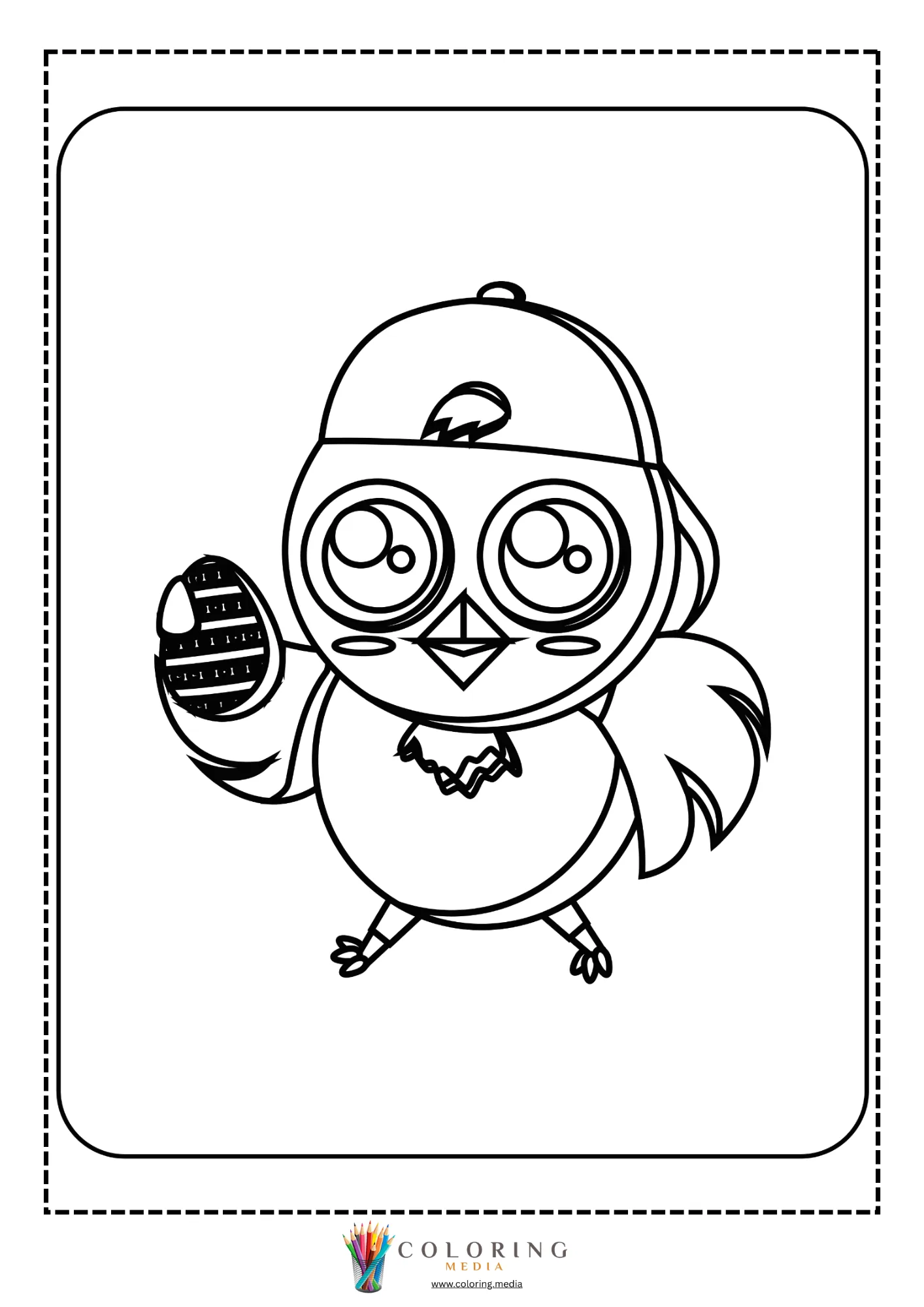 Easter chick holding patterned egg