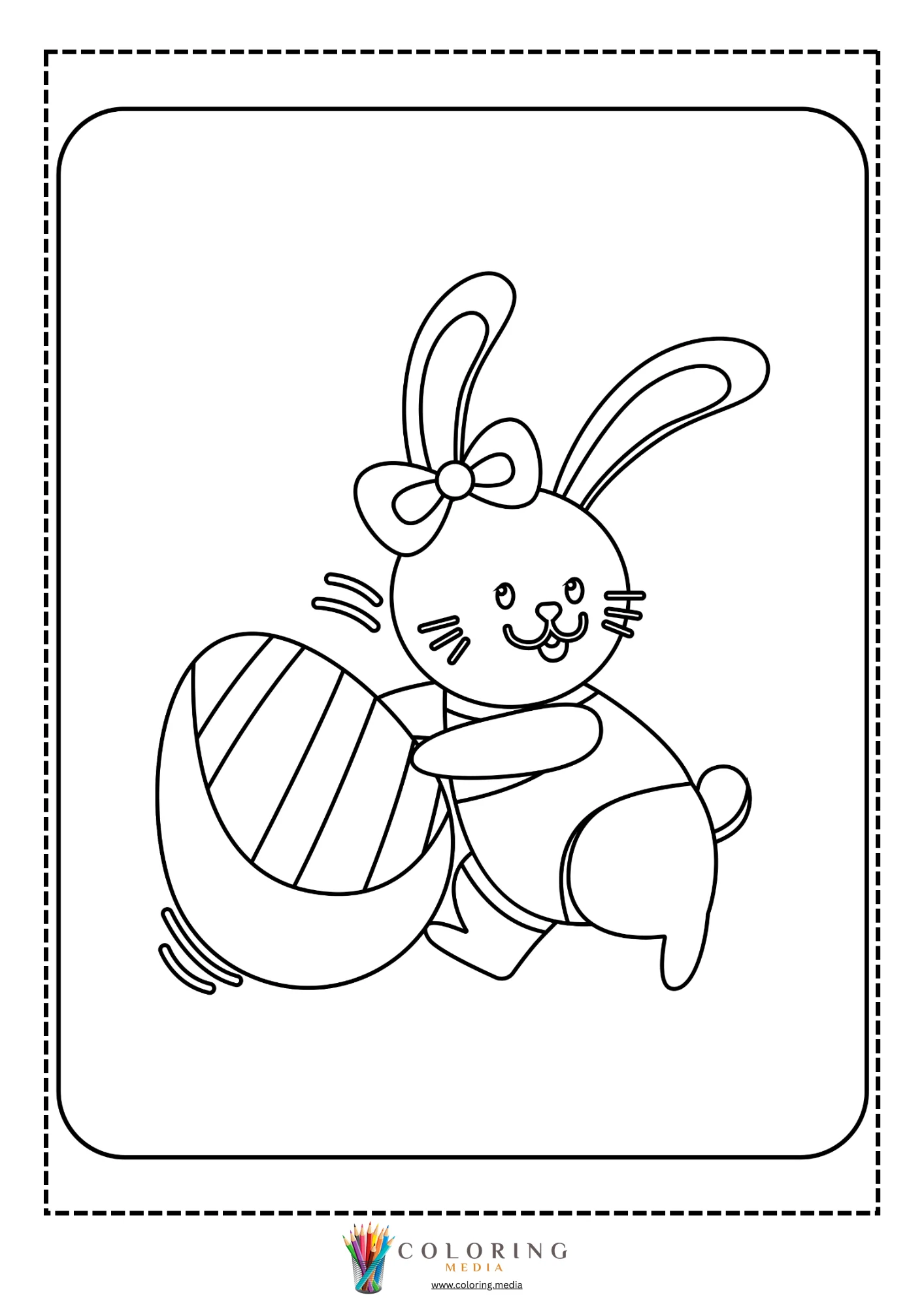 Bunny rolling large Easter egg