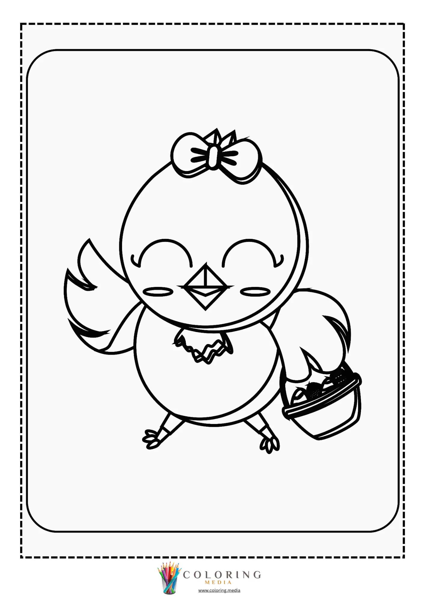Easter chick carrying egg basket