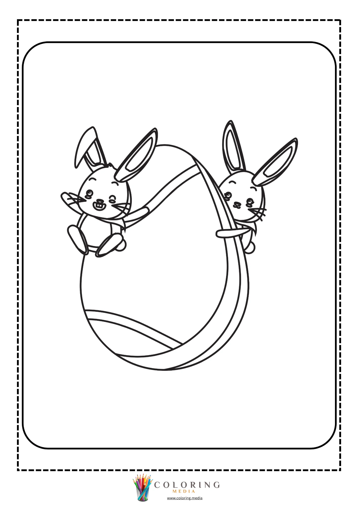 Two bunnies with giant Easter egg