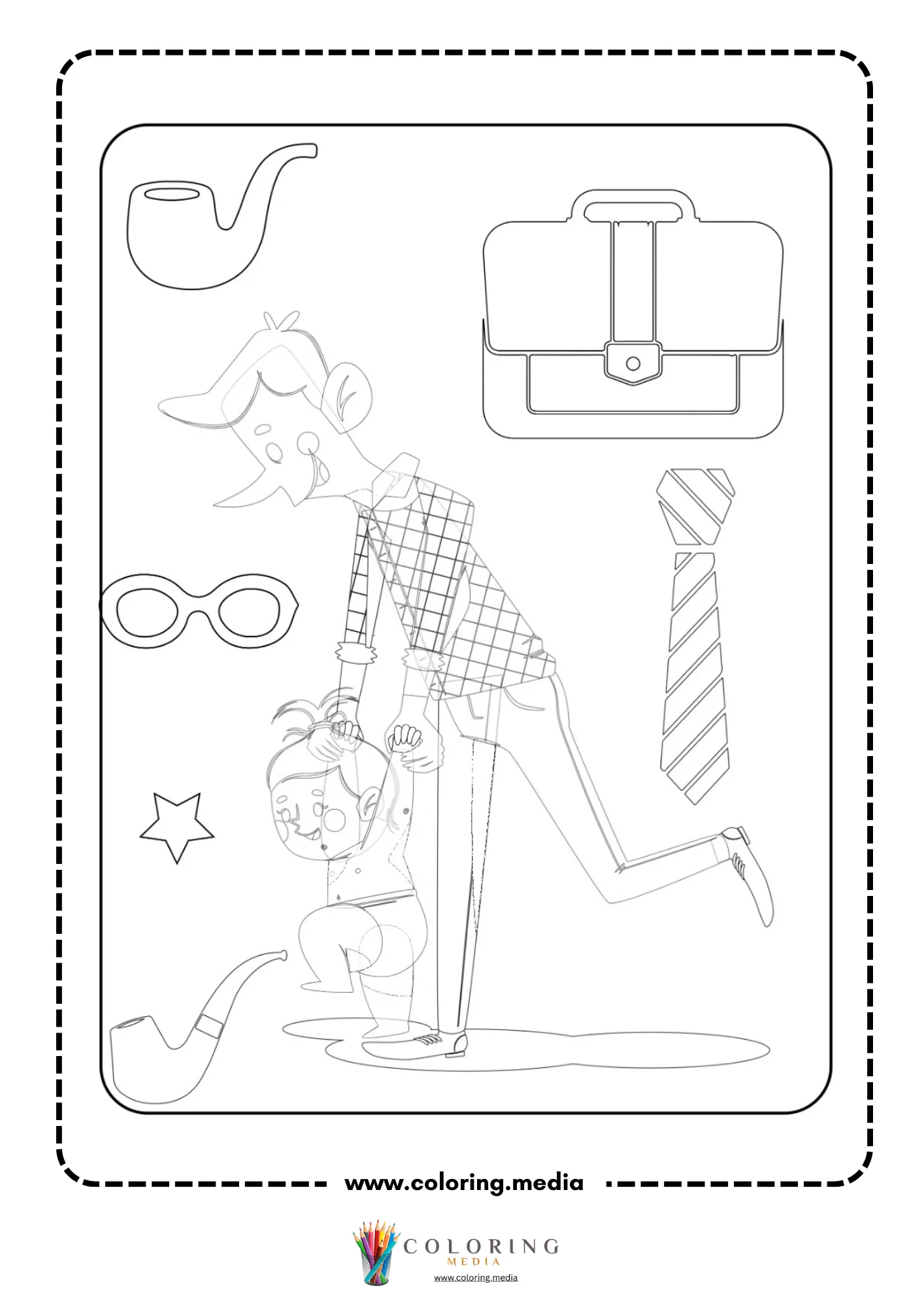 Tall dad lifting child with gifts