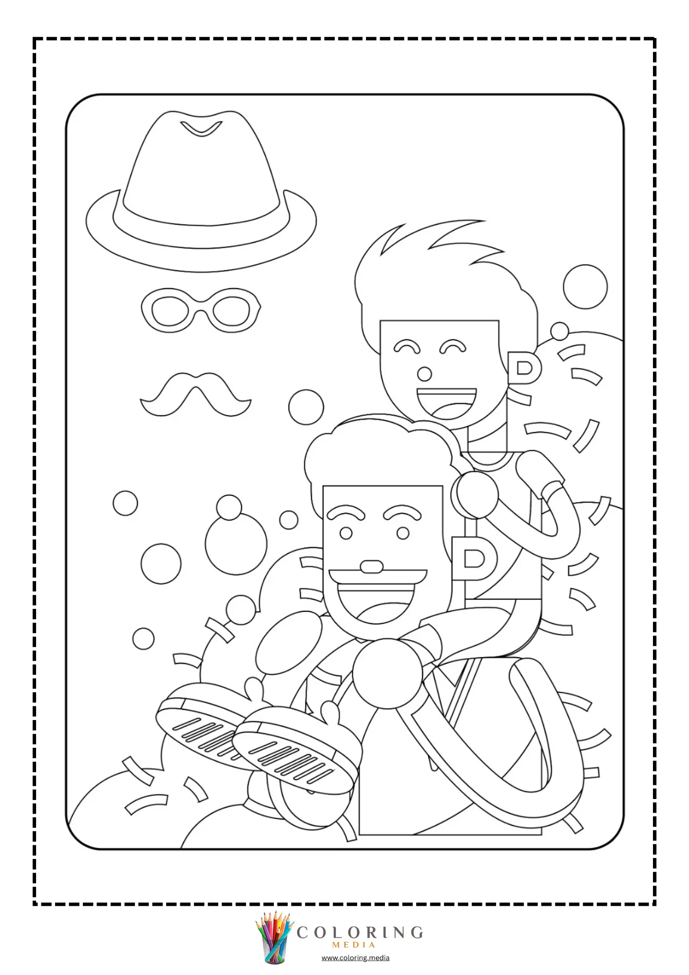 Dad and child on ribbon bicycle