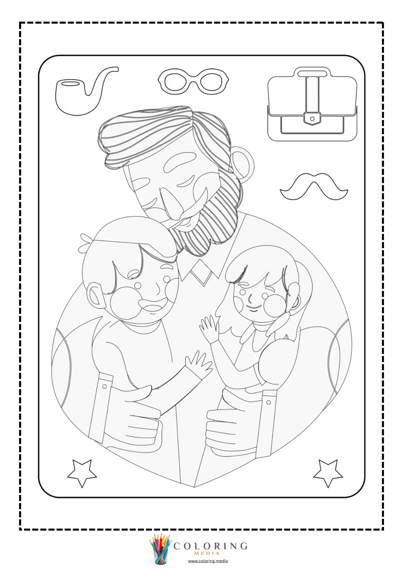 Dad hugging two children