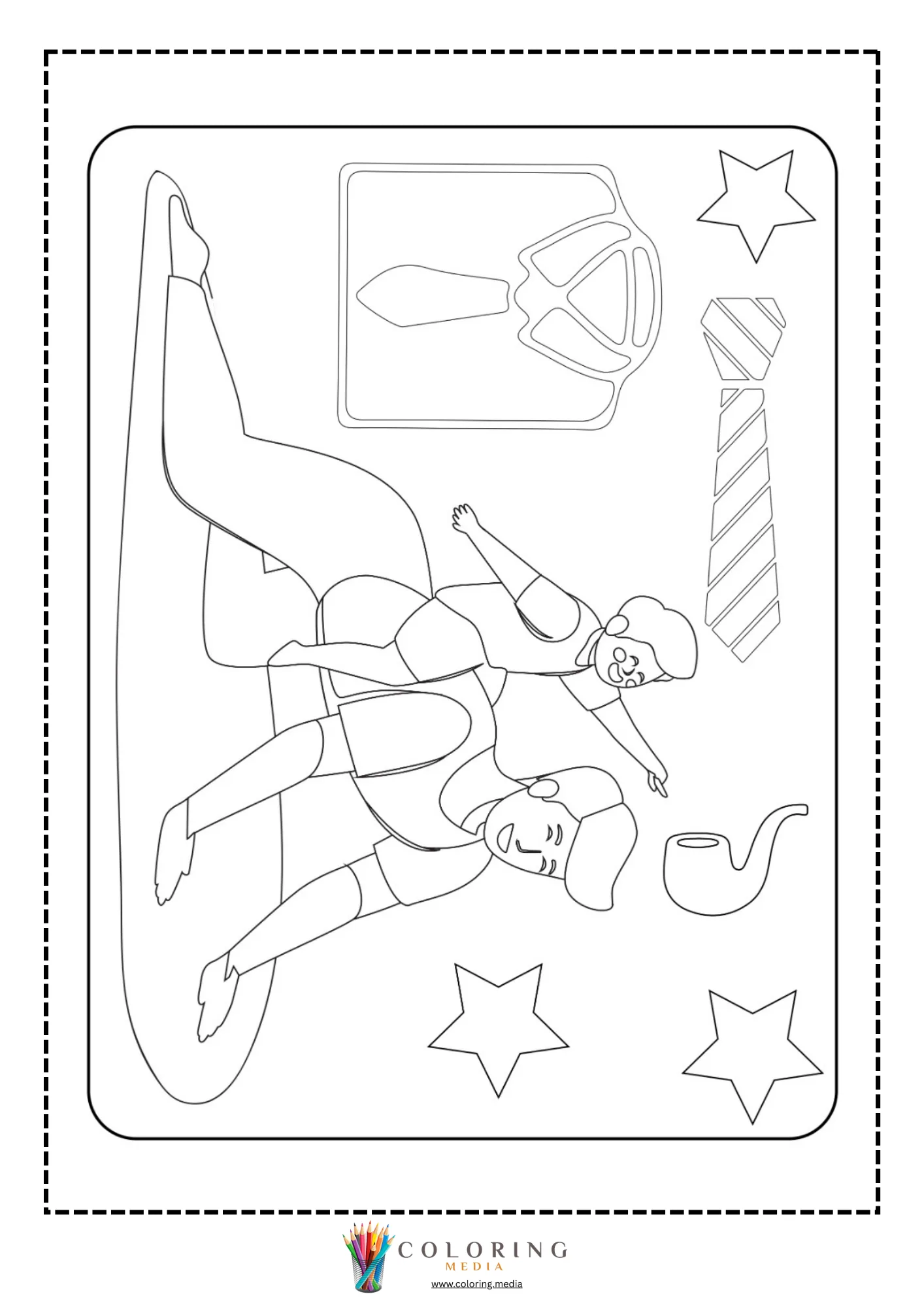 Rotated dad and child surfing