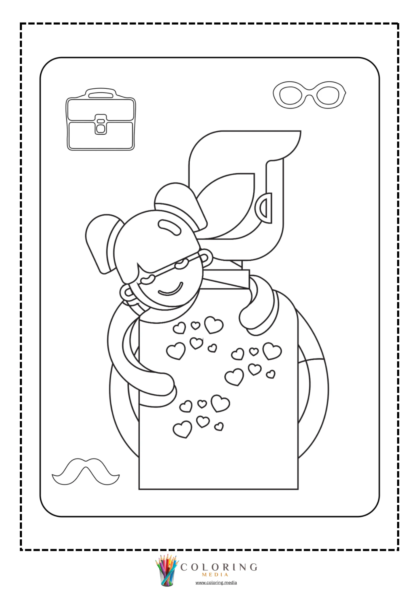 Girl hugging dad with heart card