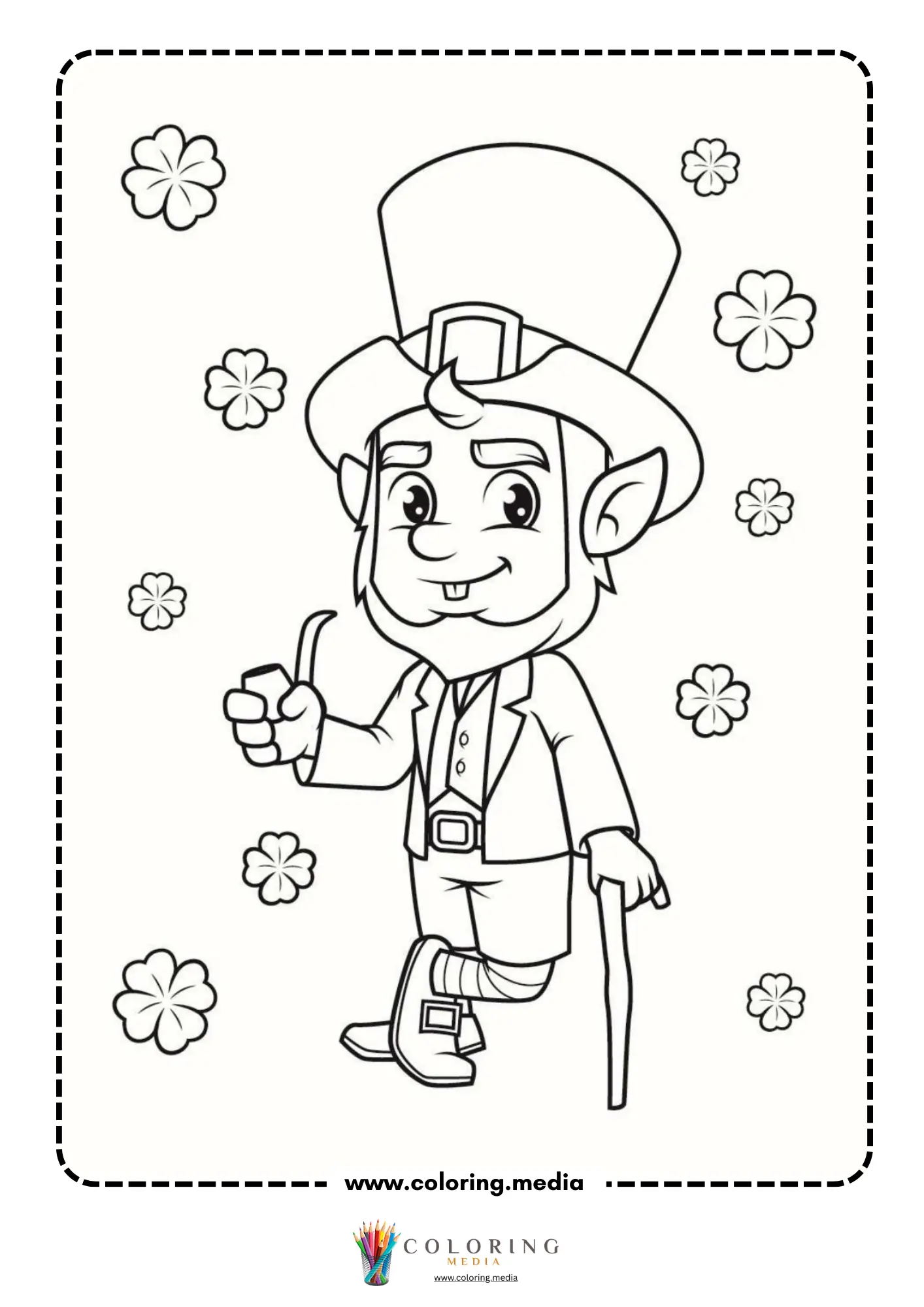 Leprechaun with pipe and cane