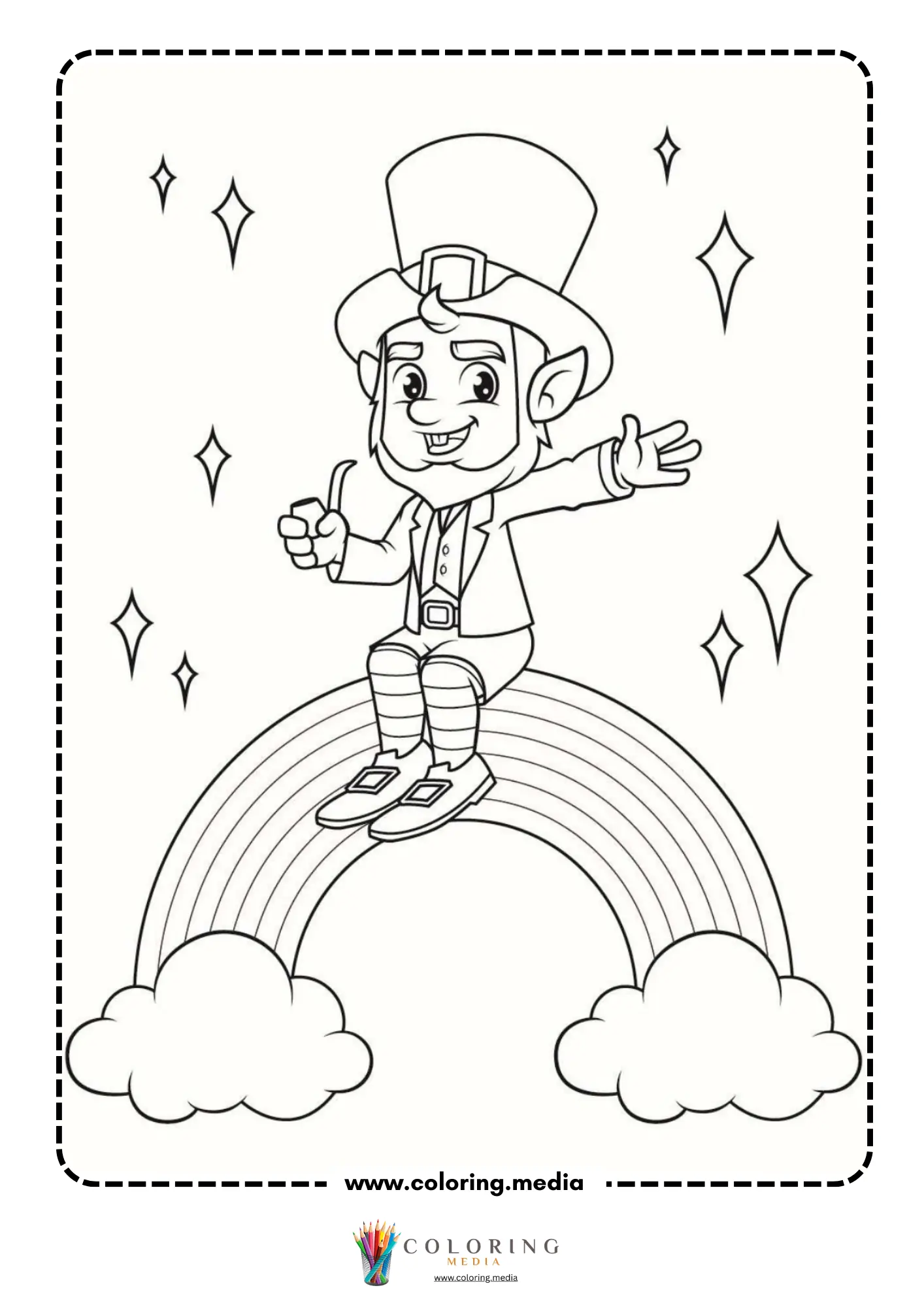 Leprechaun sitting on rainbow