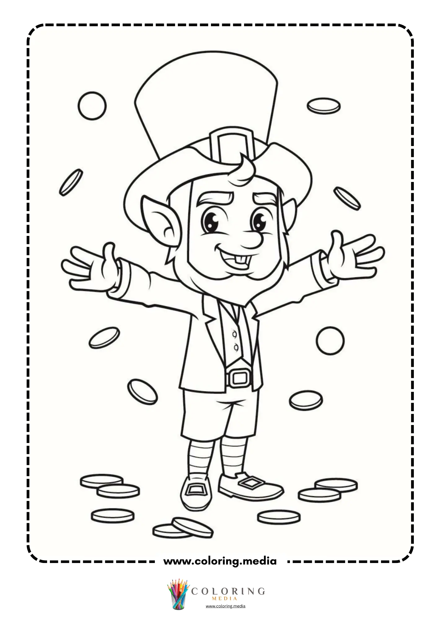 Leprechaun tossing gold coins