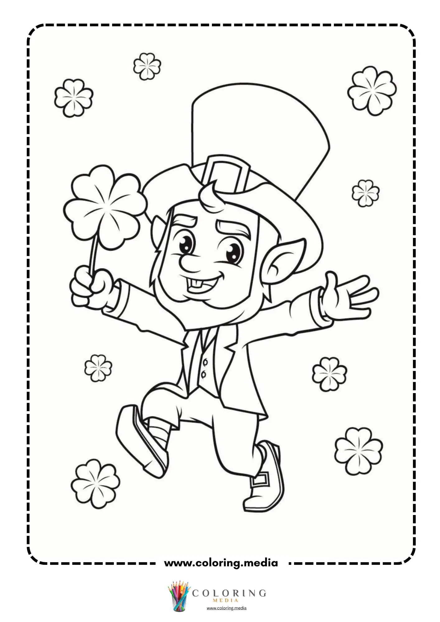 Leprechaun holding shamrock