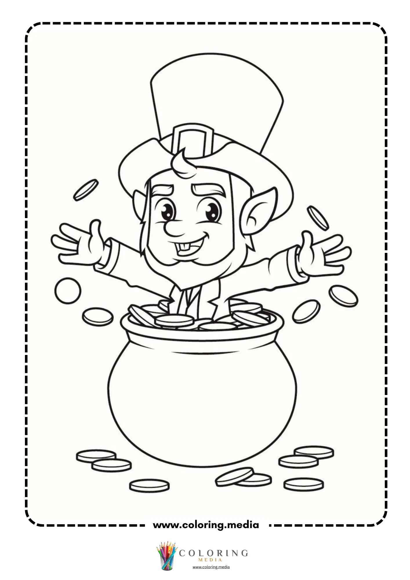 Leprechaun popping out of pot of gold