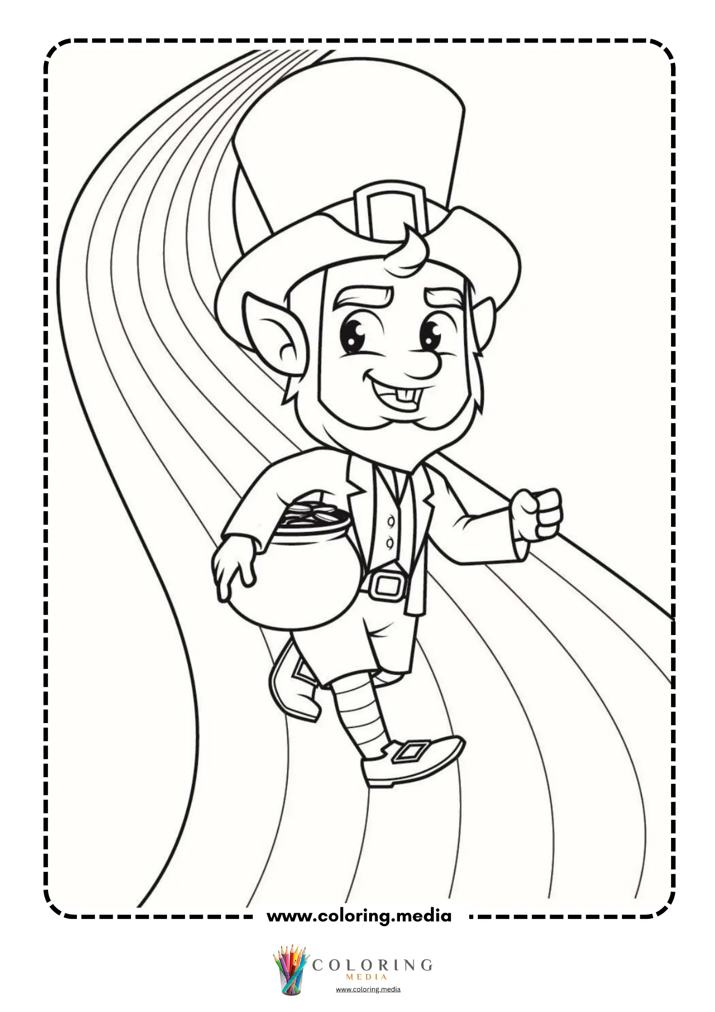 Leprechaun walking on rainbow