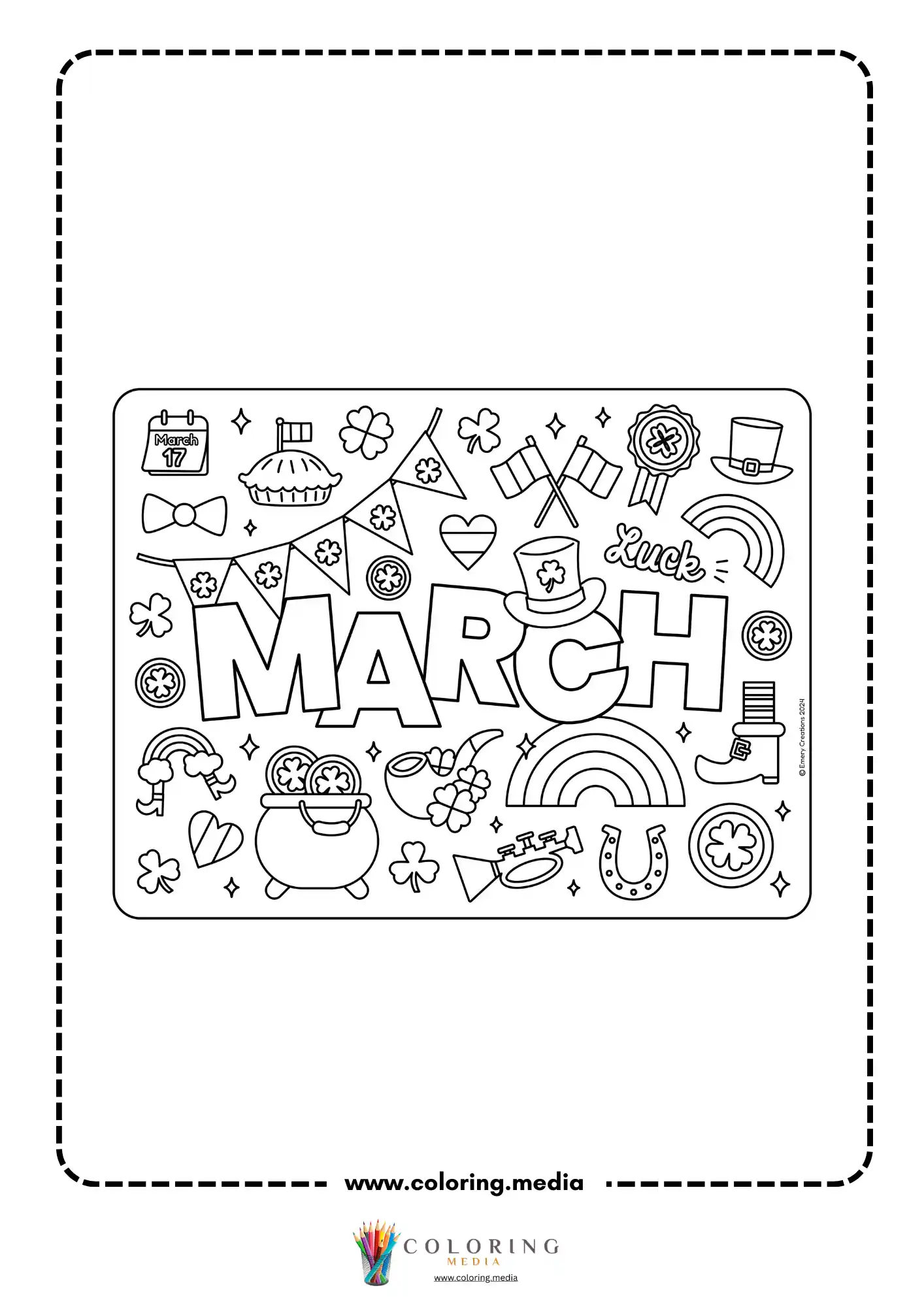 March St Patricks monthly coloring page