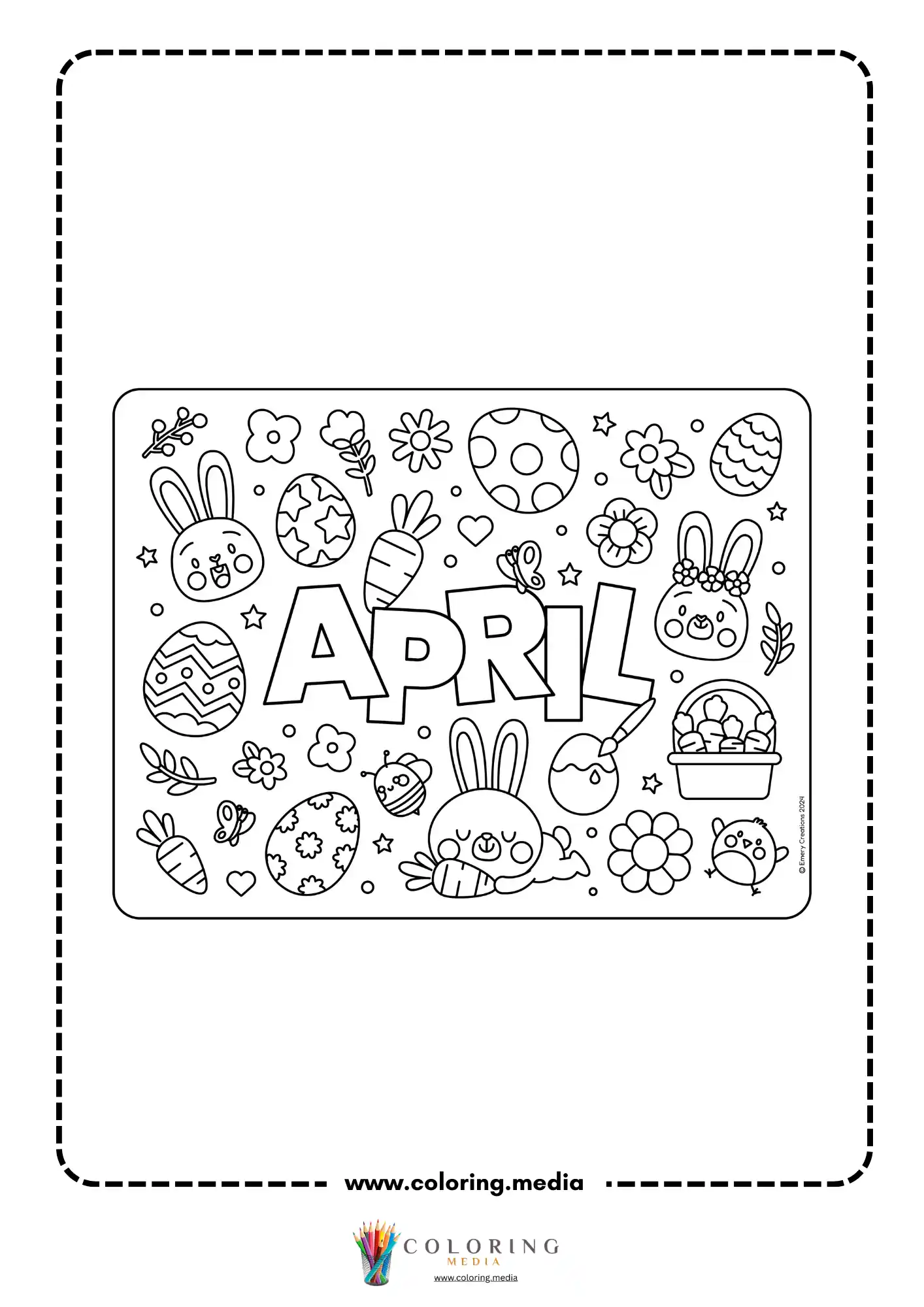 April spring monthly coloring page