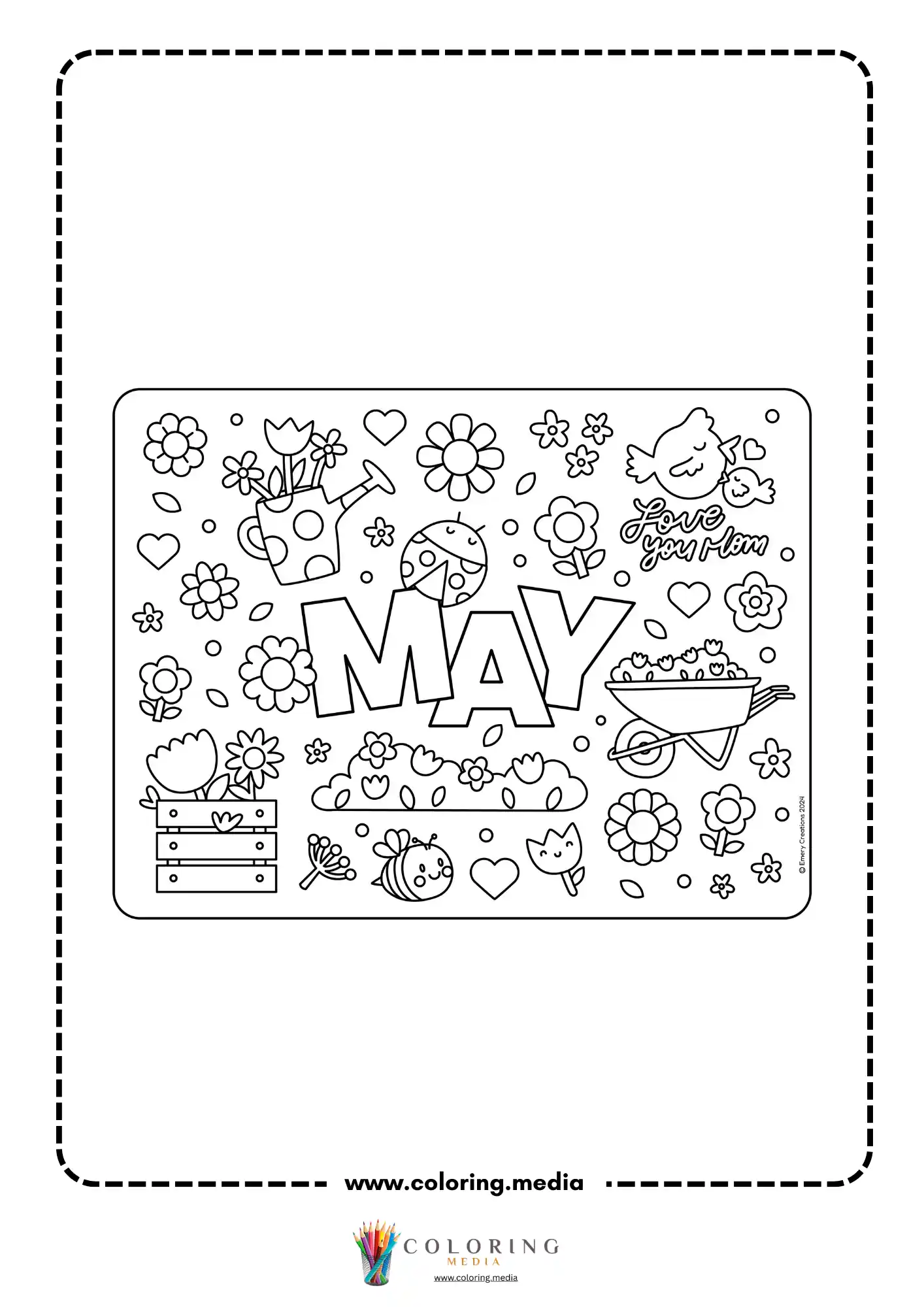 May flowers monthly coloring page