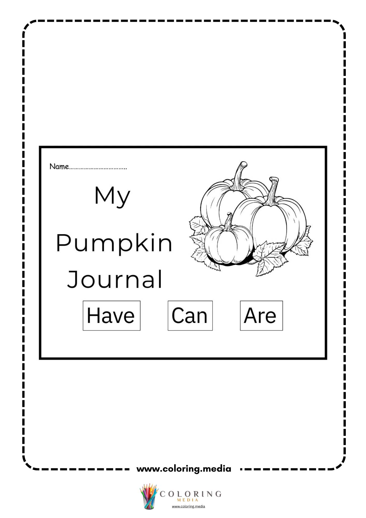 My pumpkin journal cover worksheet