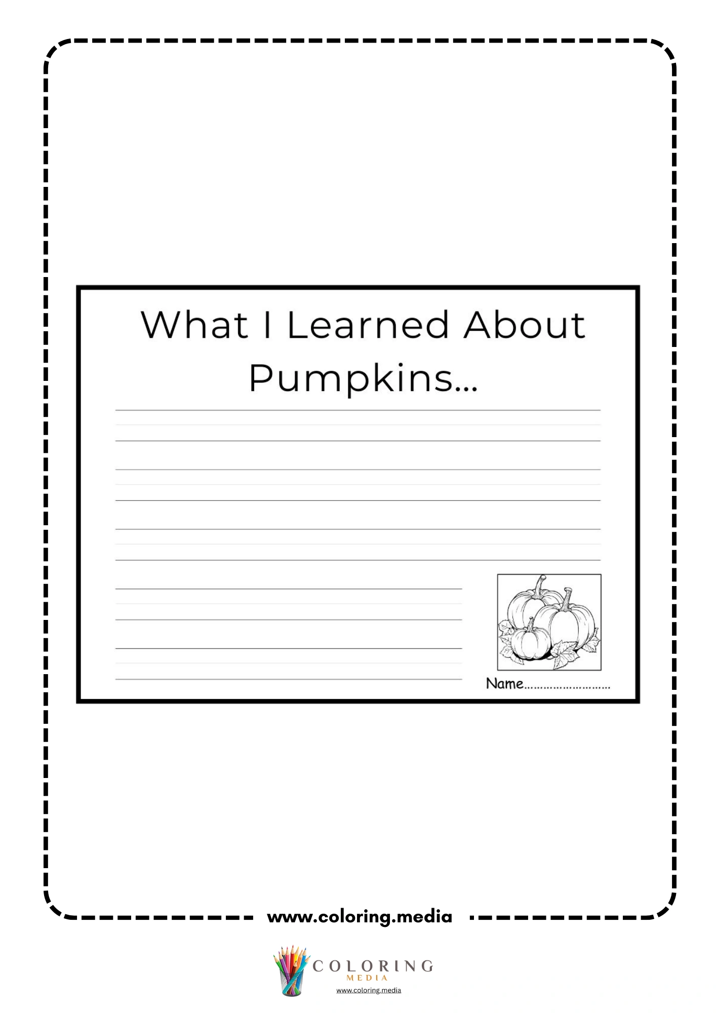 What I learned about pumpkins writing worksheet