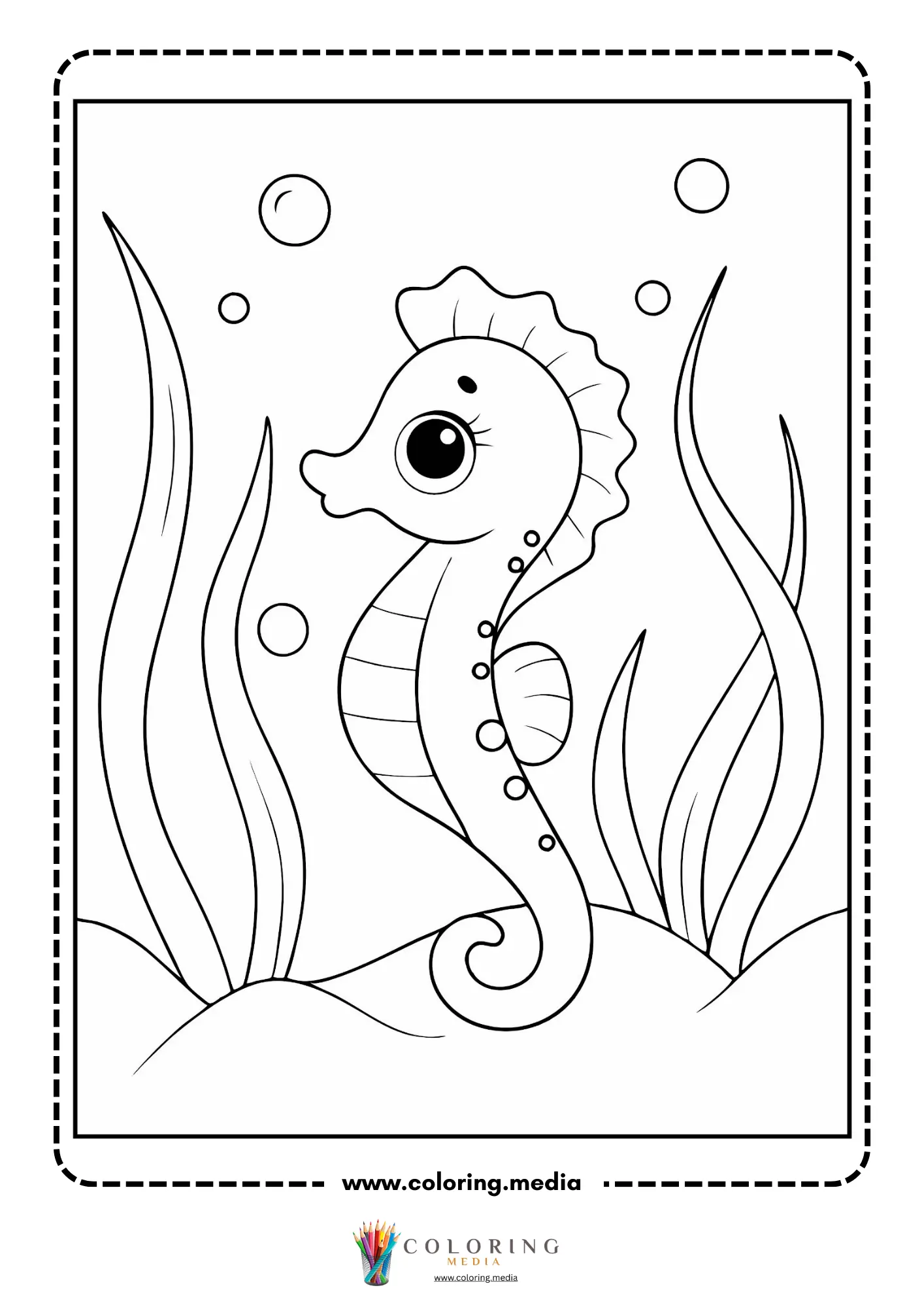 Seahorse floating among seagrass
