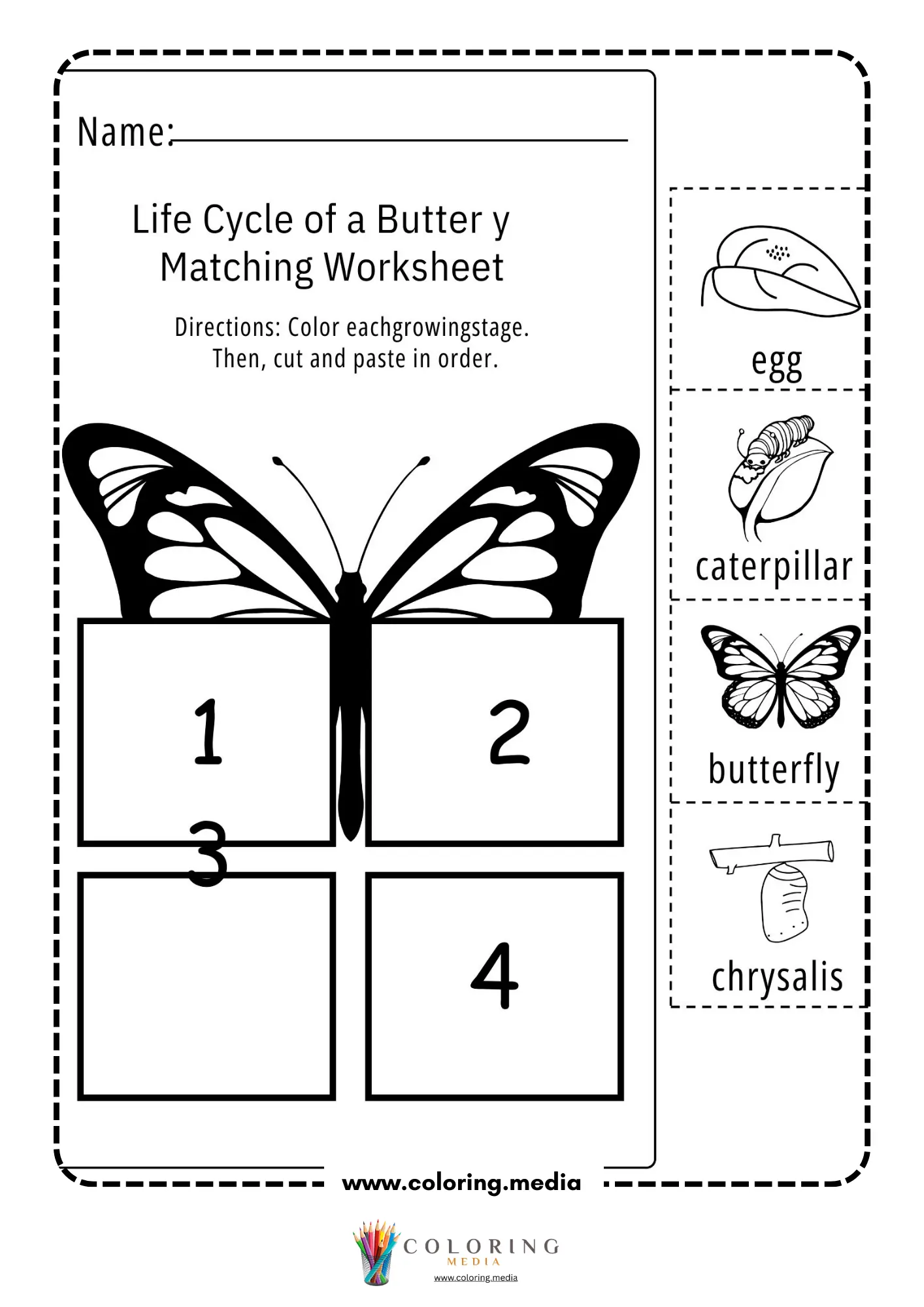 Butterfly matching worksheet