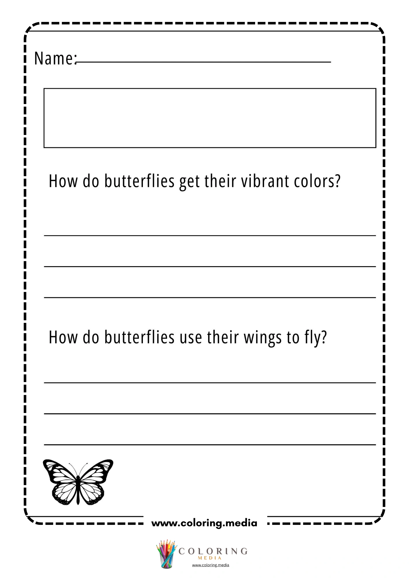 Butterfly questions worksheet