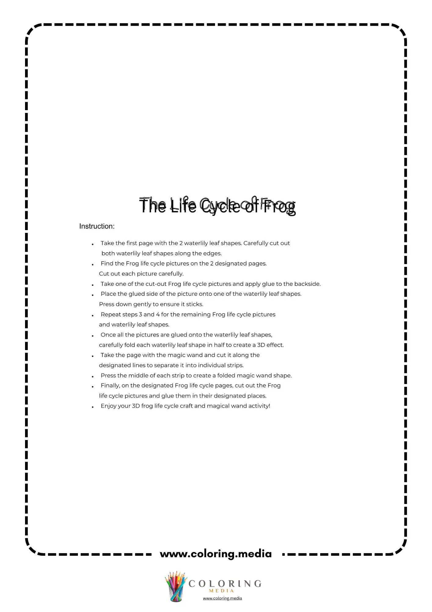 Frog life cycle craft instructions
