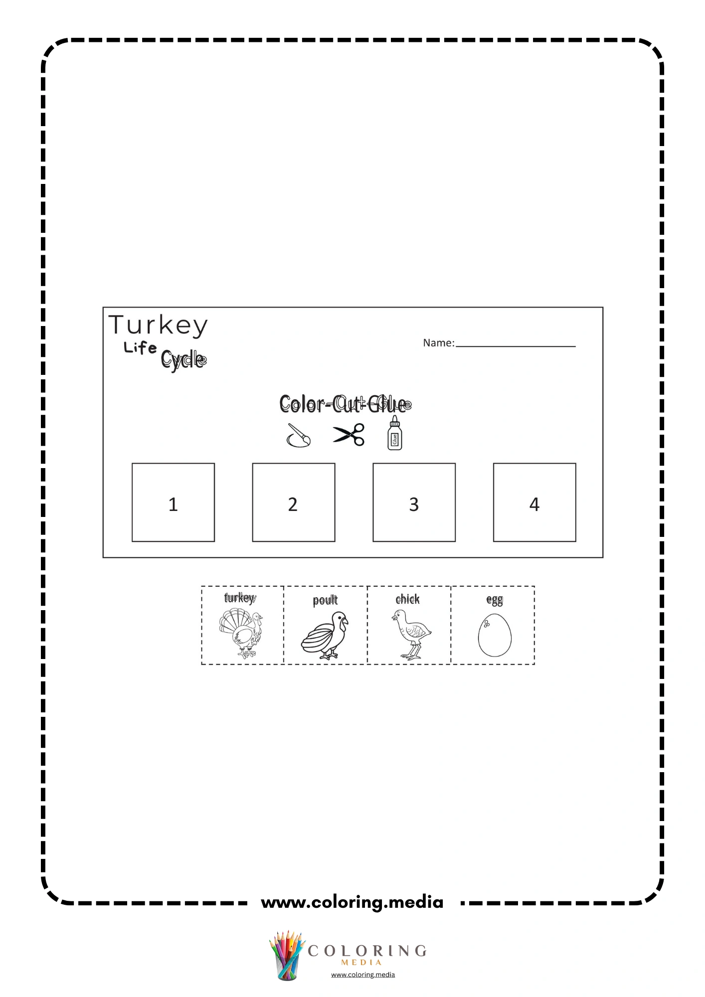 Turkey pocket chart sentence strips