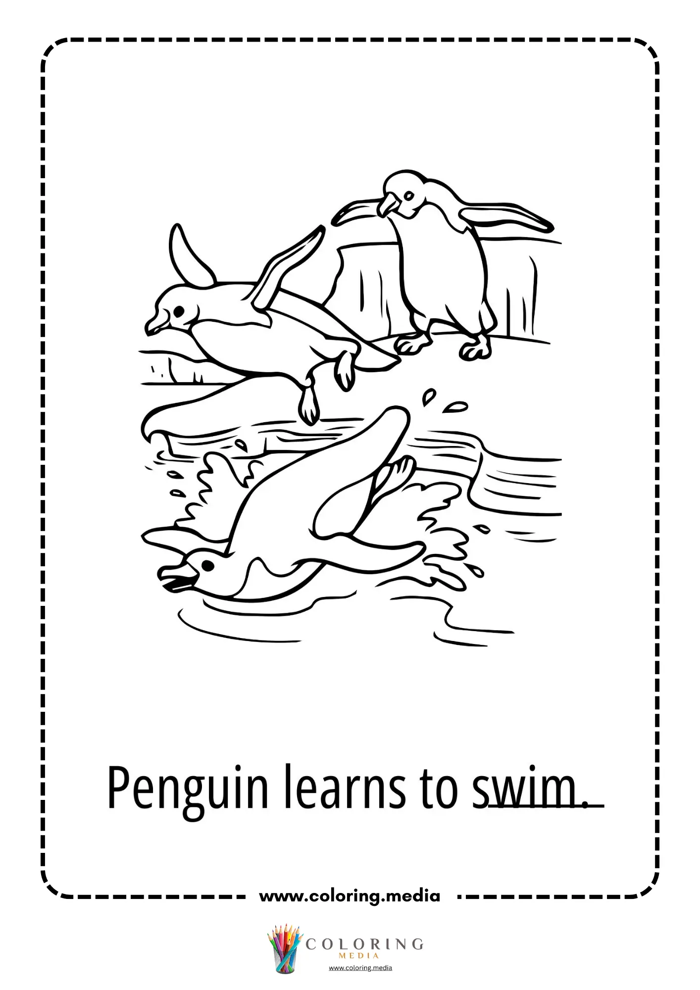 Penguin learns to swim worksheet